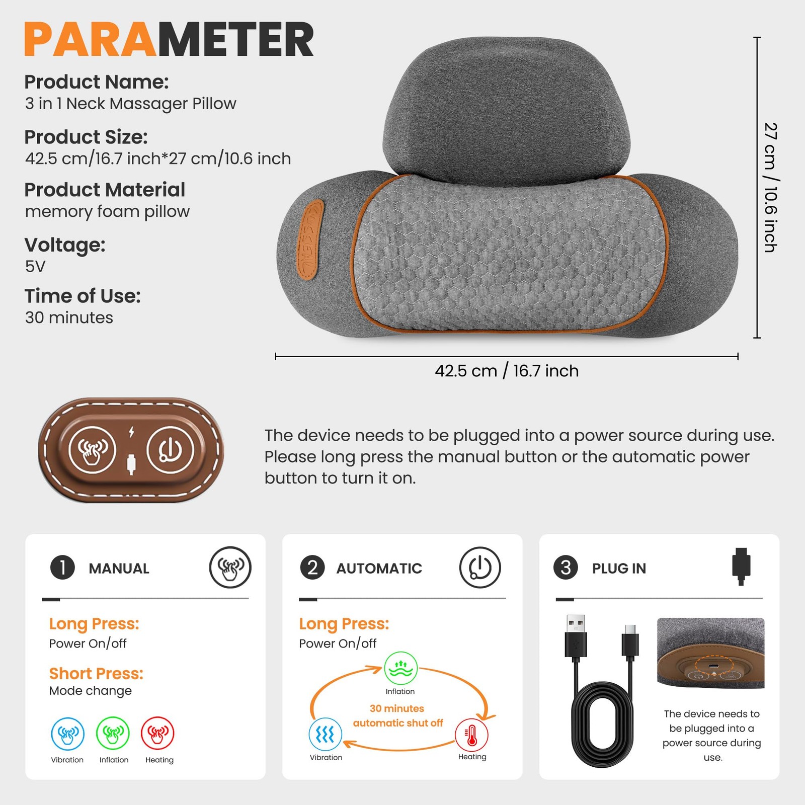 Svxhaoy 3-in-1 Neck Massage Pillow—with Heat, Massage, and Traction Stretchin…