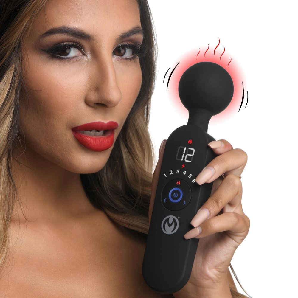 Master Series 72X Black Silicone Wand Massager with Warming Function