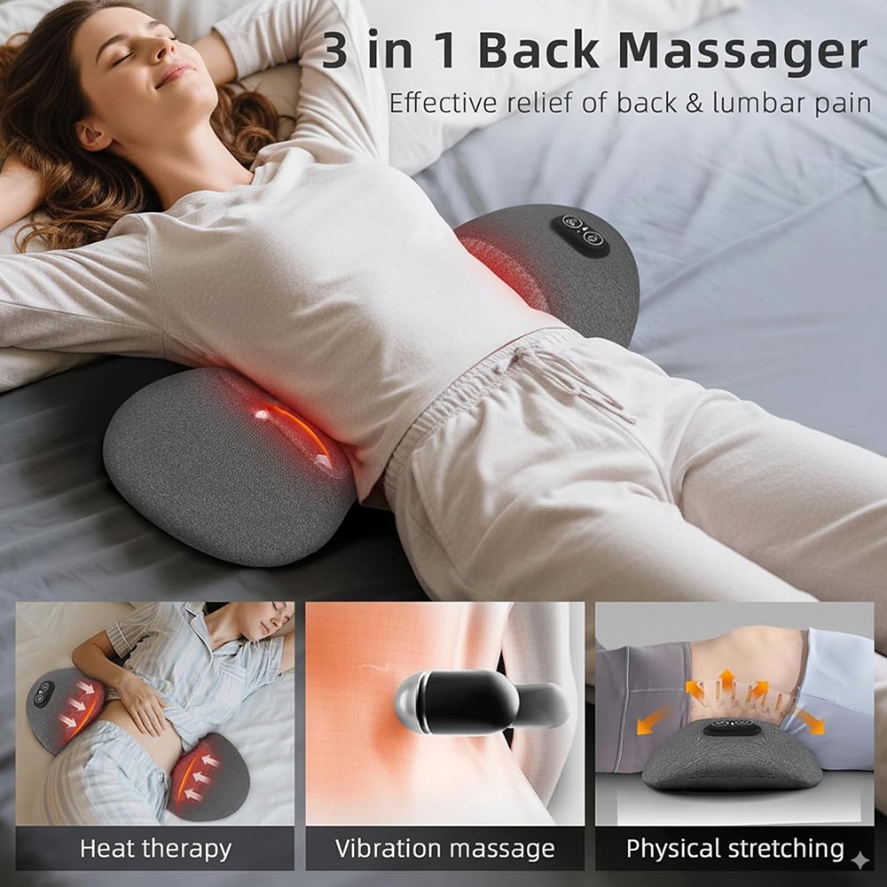 Electric Lumbar Support Pillow 3 In 1 Smooth Spine Triple Fusion Back Massager