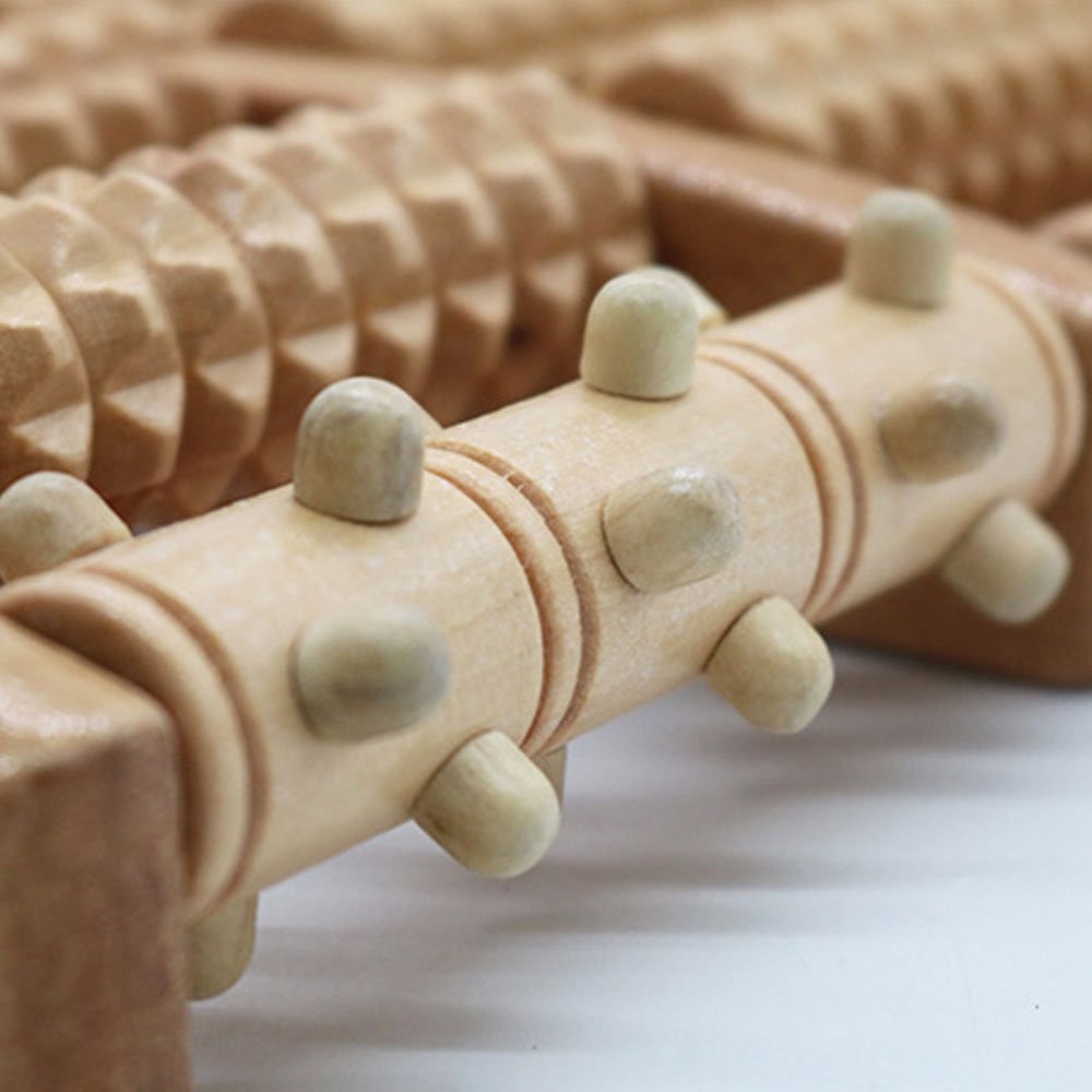 Wooden foot pain massager 5 Roller Care reflex relaxation pressure relief JQ