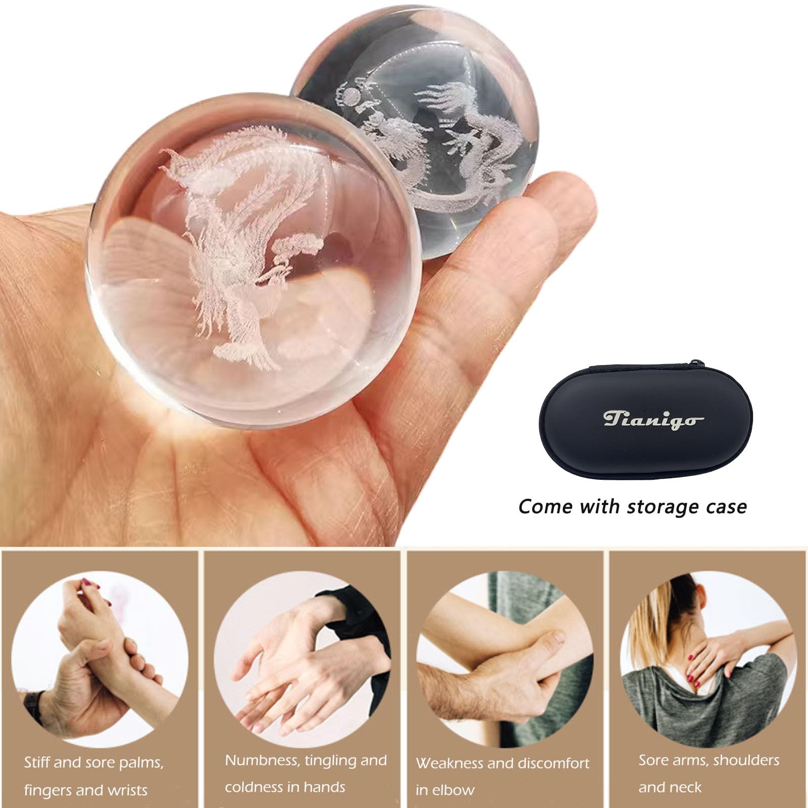 Baoding Balls 1.57″ inch Chinese Healthy Massage Balls for Hands Therapy Stre…