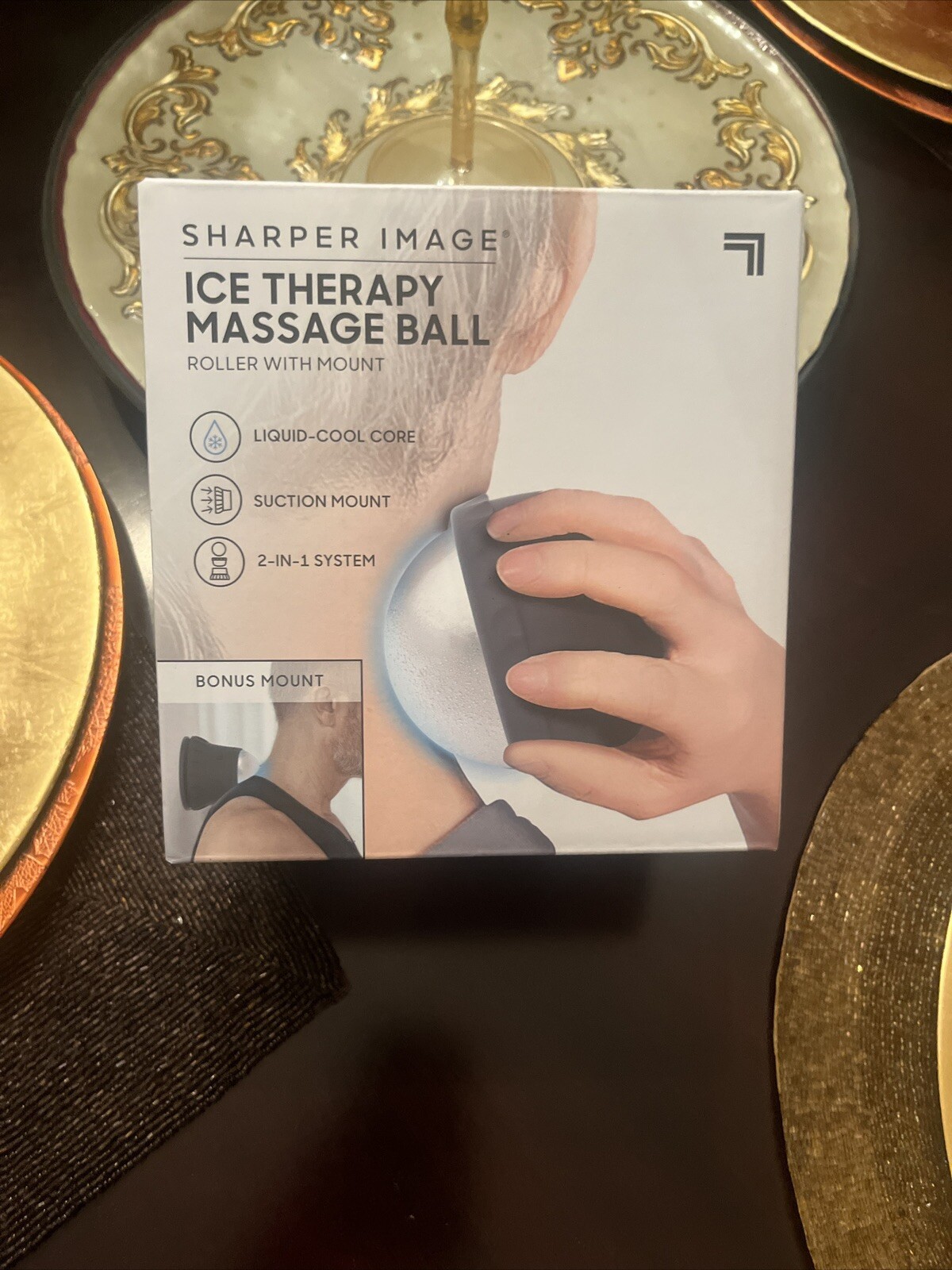 Sharper Image Ice Therapy Massage Ball with Suction Wall Mount, Liquid-Cool Core