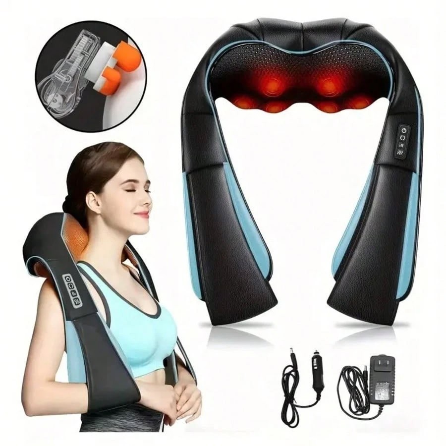 3D Neck Shoulder Back Massager with Heat Deep Kneading Massage Pillow