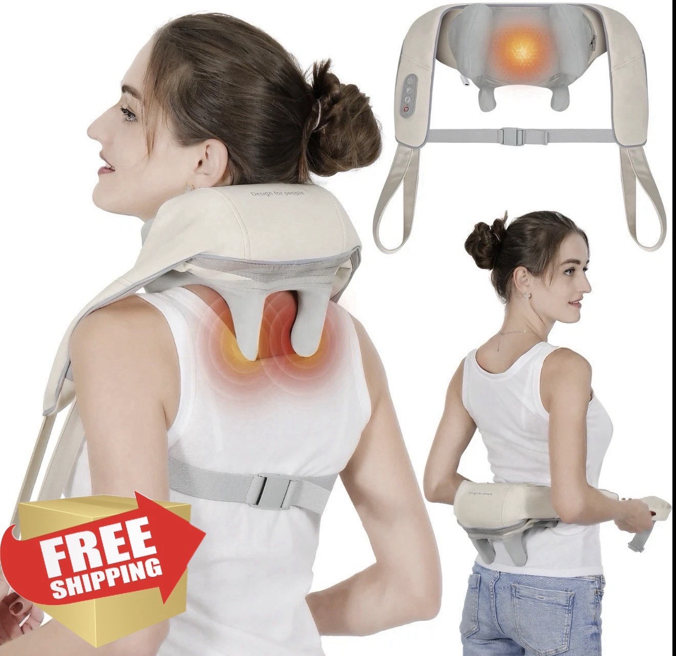 Shiatsu Back Shoulder Neck Massager with Heat, Electric Deep Tissue 6D Kneading
