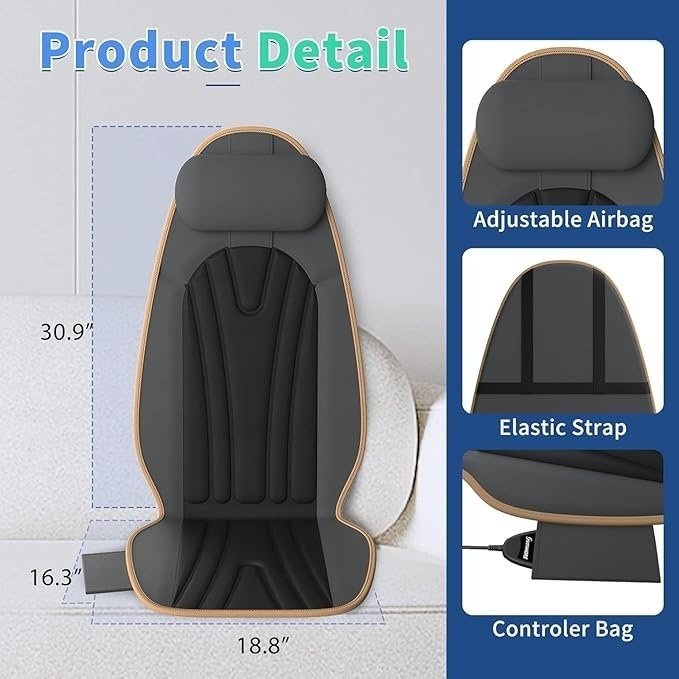 Back Massager for Chair, Massage Seat Cushion with Neck Support