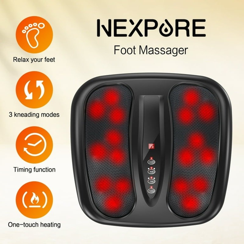 Foot Massager w/ Heat, Shiatsu Foot Massager with 3 Modes & Wireless Remote