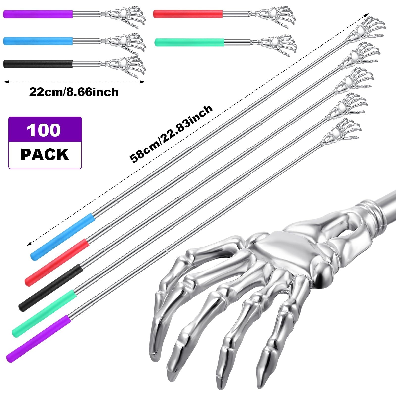 100 Telescoping Back Scratchers – 100 Pack, Ideal for Men & Women, Bulk Set