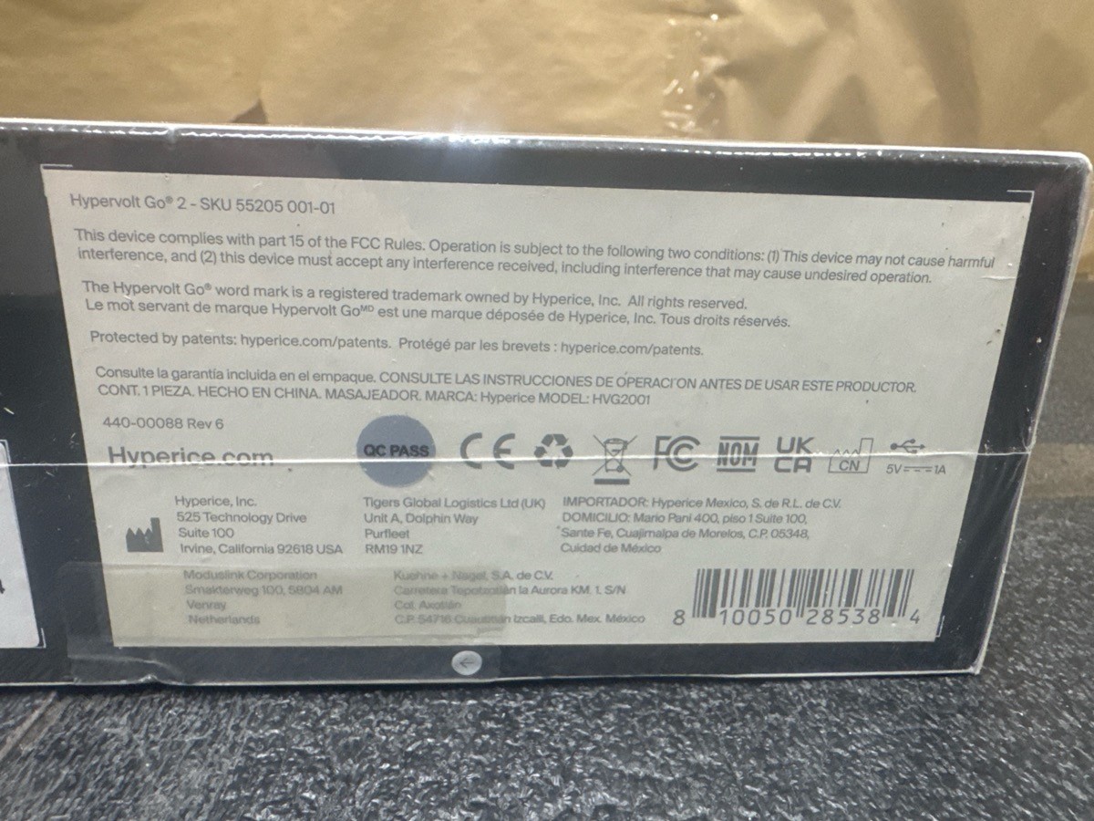 HYPERICE HYPERVOLT GO 2 massage gun factory sealed (R7A013177)