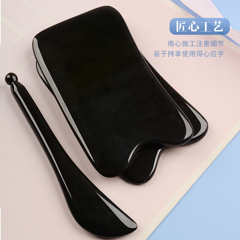 刮痧按摩板 天然人工养殖水牛角 拨筋棒 china health care Gua Sha natural tool 保健养生面部美容棒 眼部头部经络全身通用