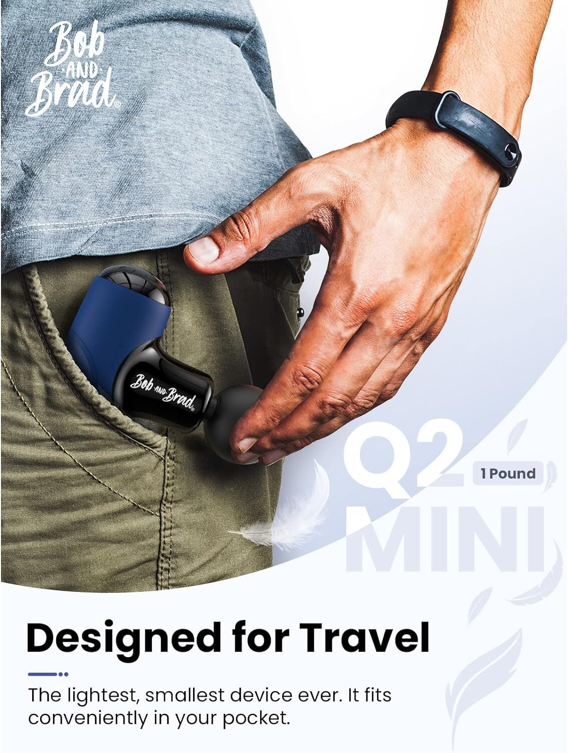 BOB AND BRAD Q2 Mini Massage Gun, Pocket-Sized Deep Tissue Quiet with Carry Case