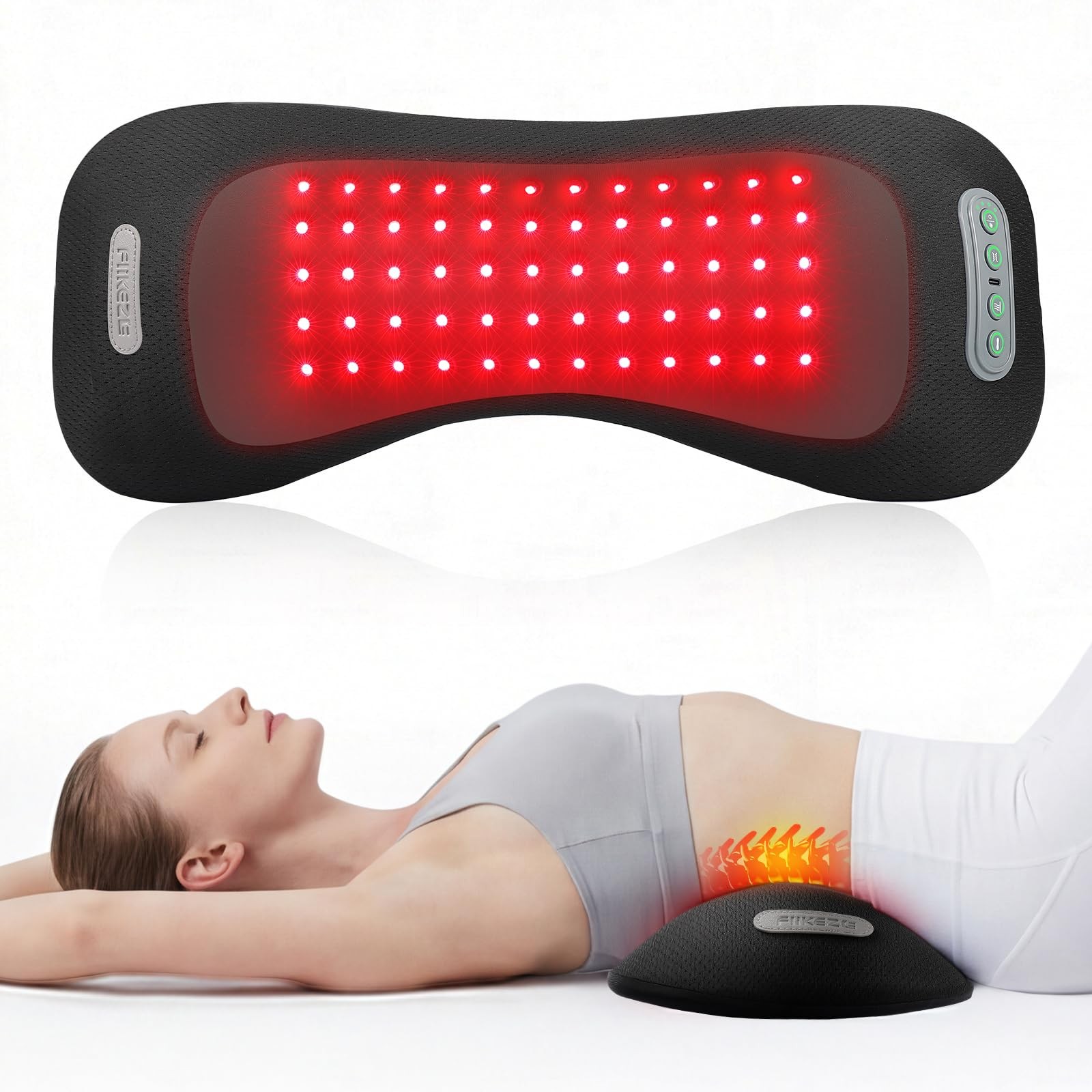Lumbar Support Pillow with Red Light 650nm 850nm Massager