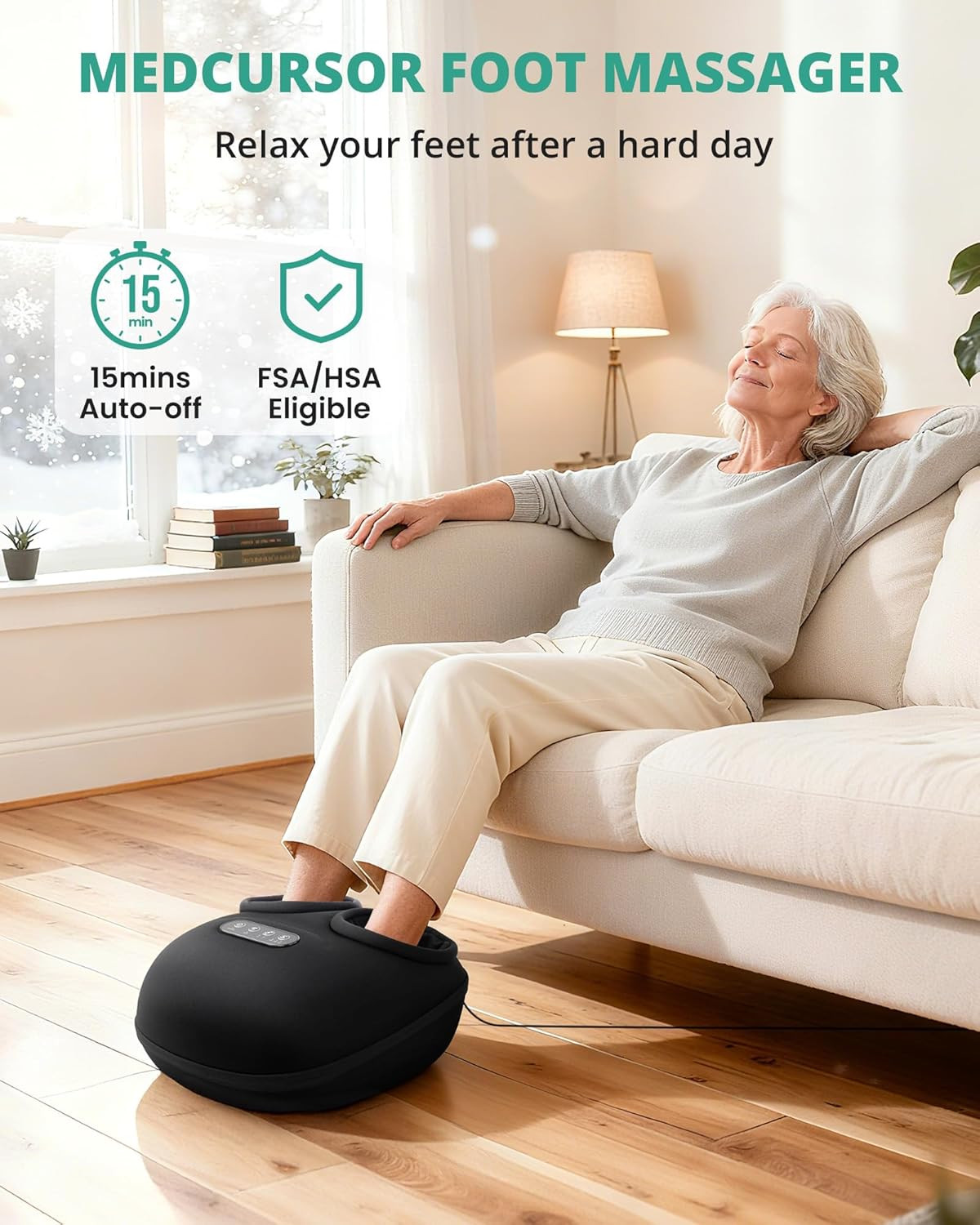 Foot Massager Machine Heat, Shiatsu Kneading & Rolling, Massage for Plantar Fasc