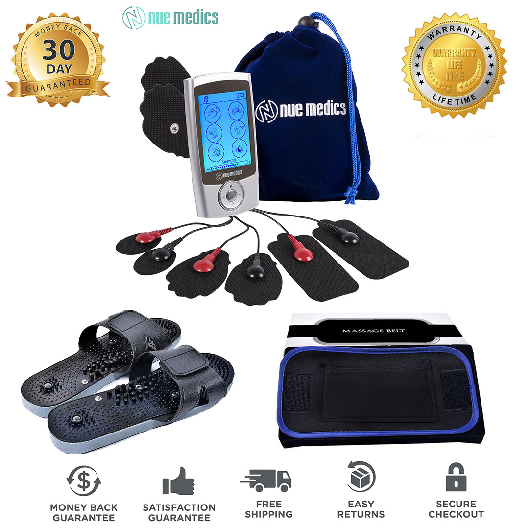 Tens Unit Muscle Stimulator Electric Pulse Massager Belt+Slipper Muscle Recover