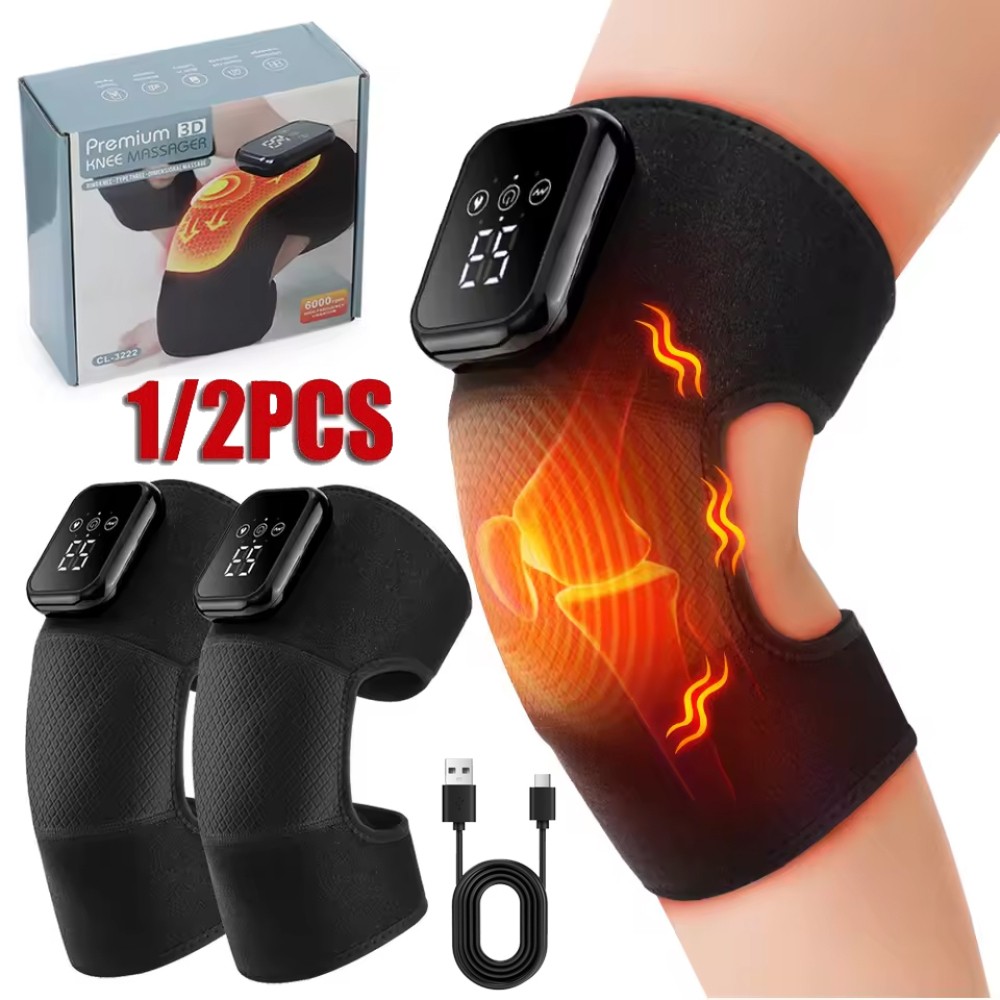 Electric Knee Massager for Pain Relief with 3 Vibration Modes, 3 Heating Levels