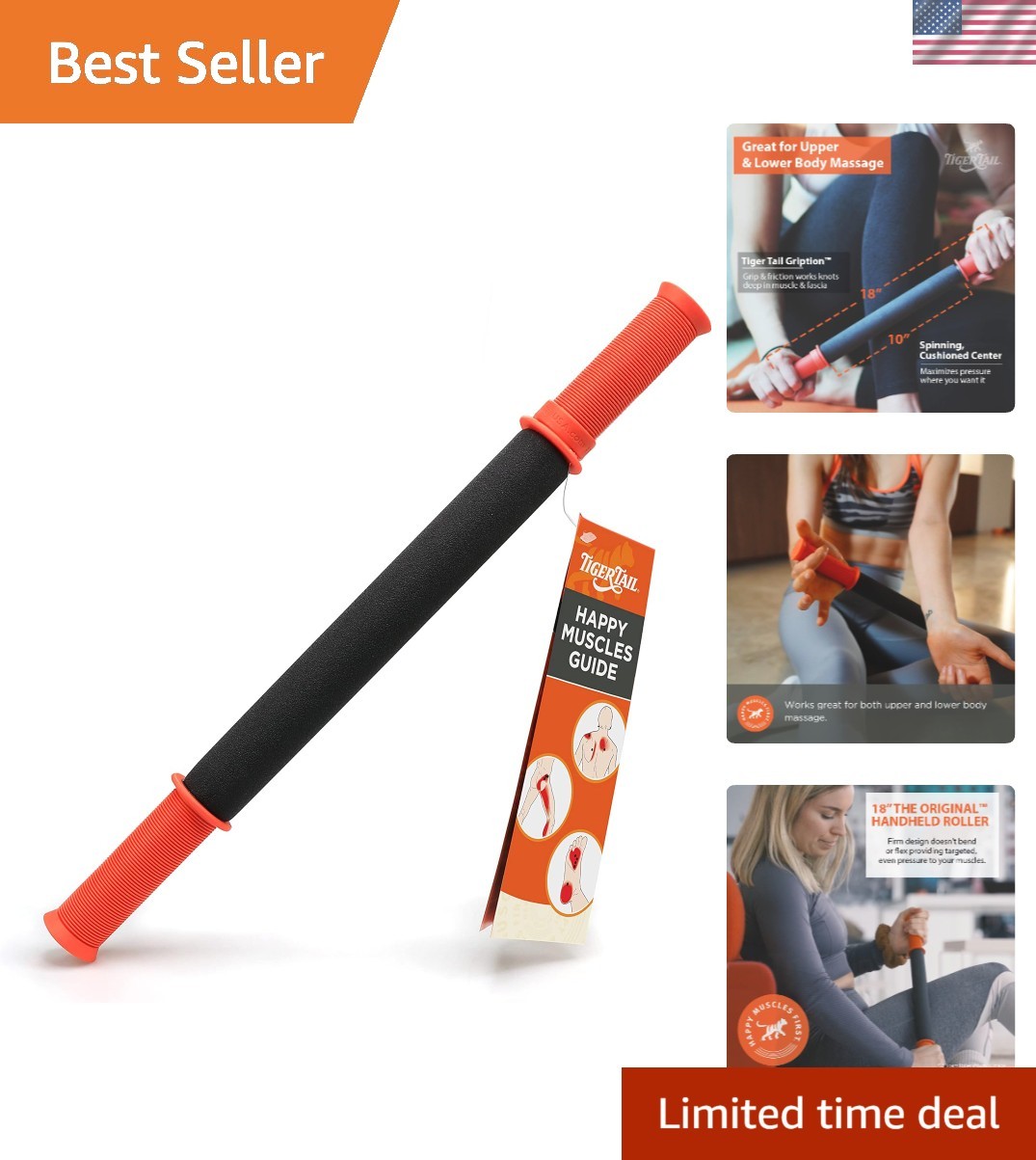 Lightweight 18″ Deep Tissue Roller – Portable Massage Stick with Ebook