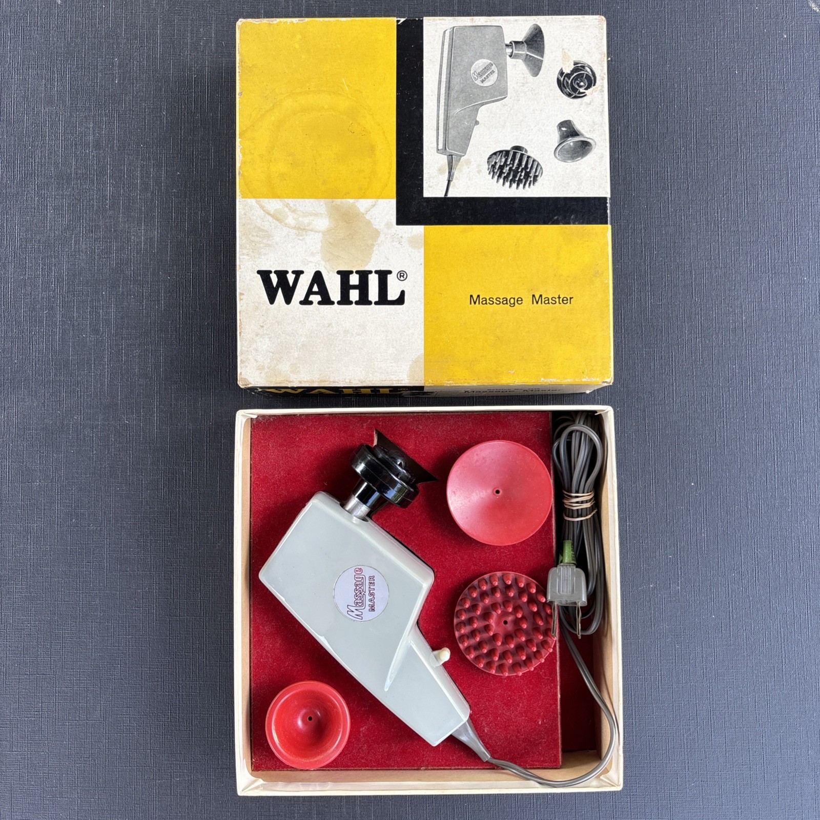 Vintage WAHL Massage Master 300 Electric Handheld Massager W/ Attachments 4140