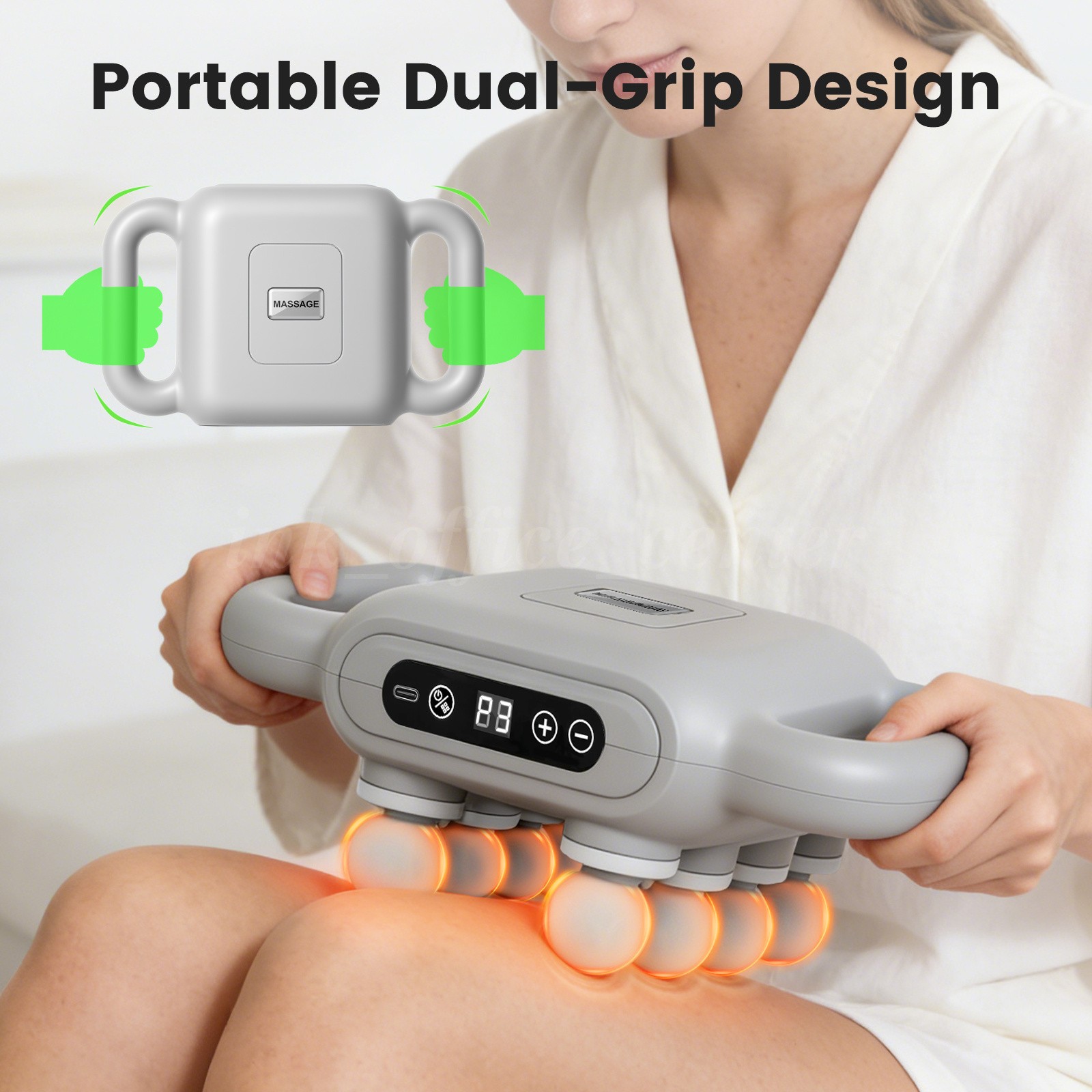 8 Head LCD Fascia Gun 6 Modes 9 Speeds Deep Tissue Massager For Muscle Relief