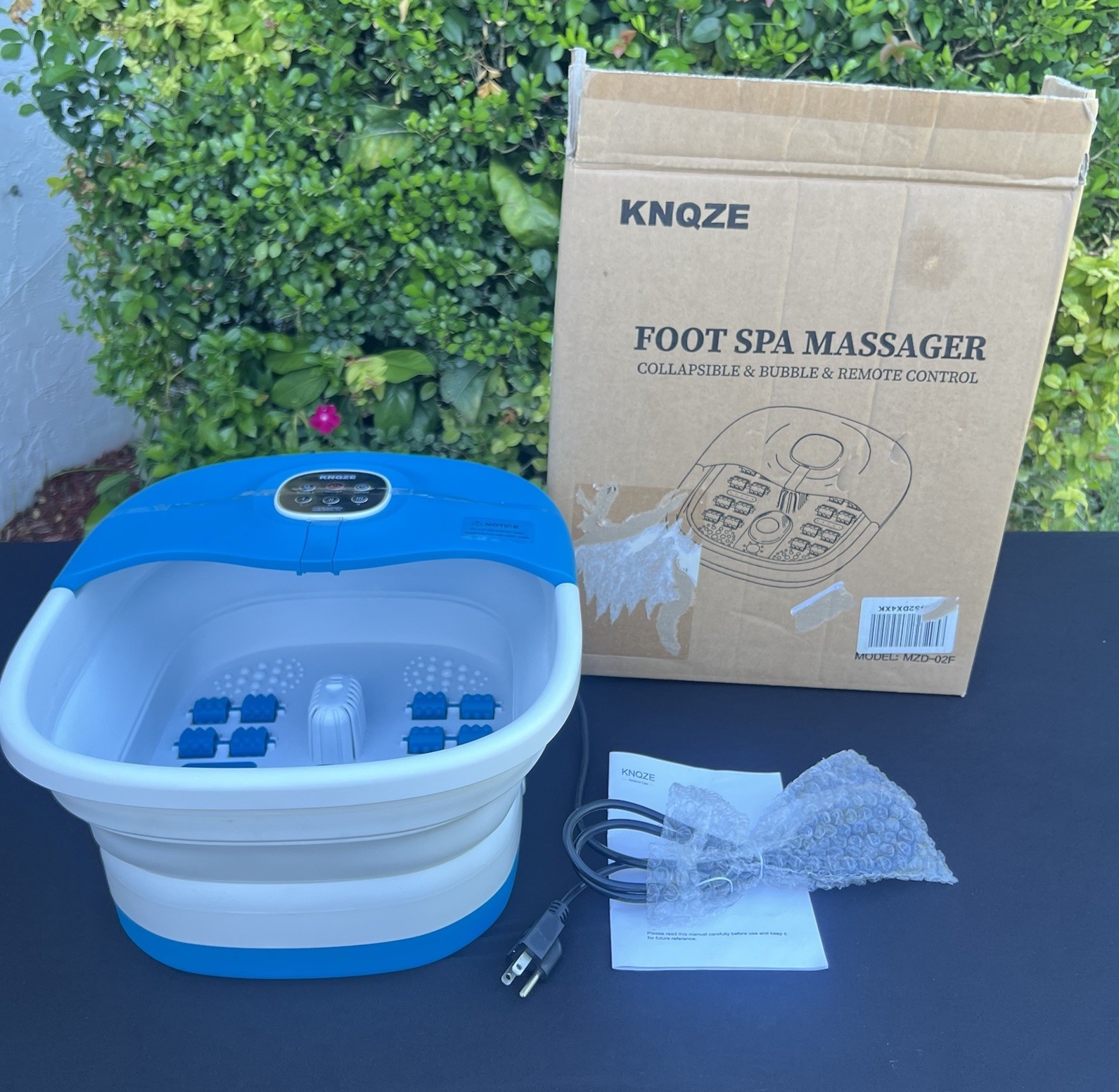 KNQZE Collapsible Foot Spa Massager MZD-02F Fast Heat Remote Control 16 Rollers