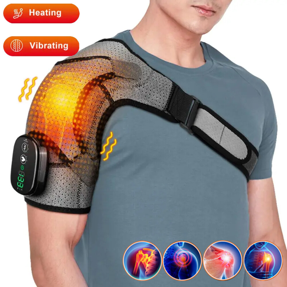 Electric Heated Shoulder Massager Brace with Vibration Therapy Joint Pain Relief