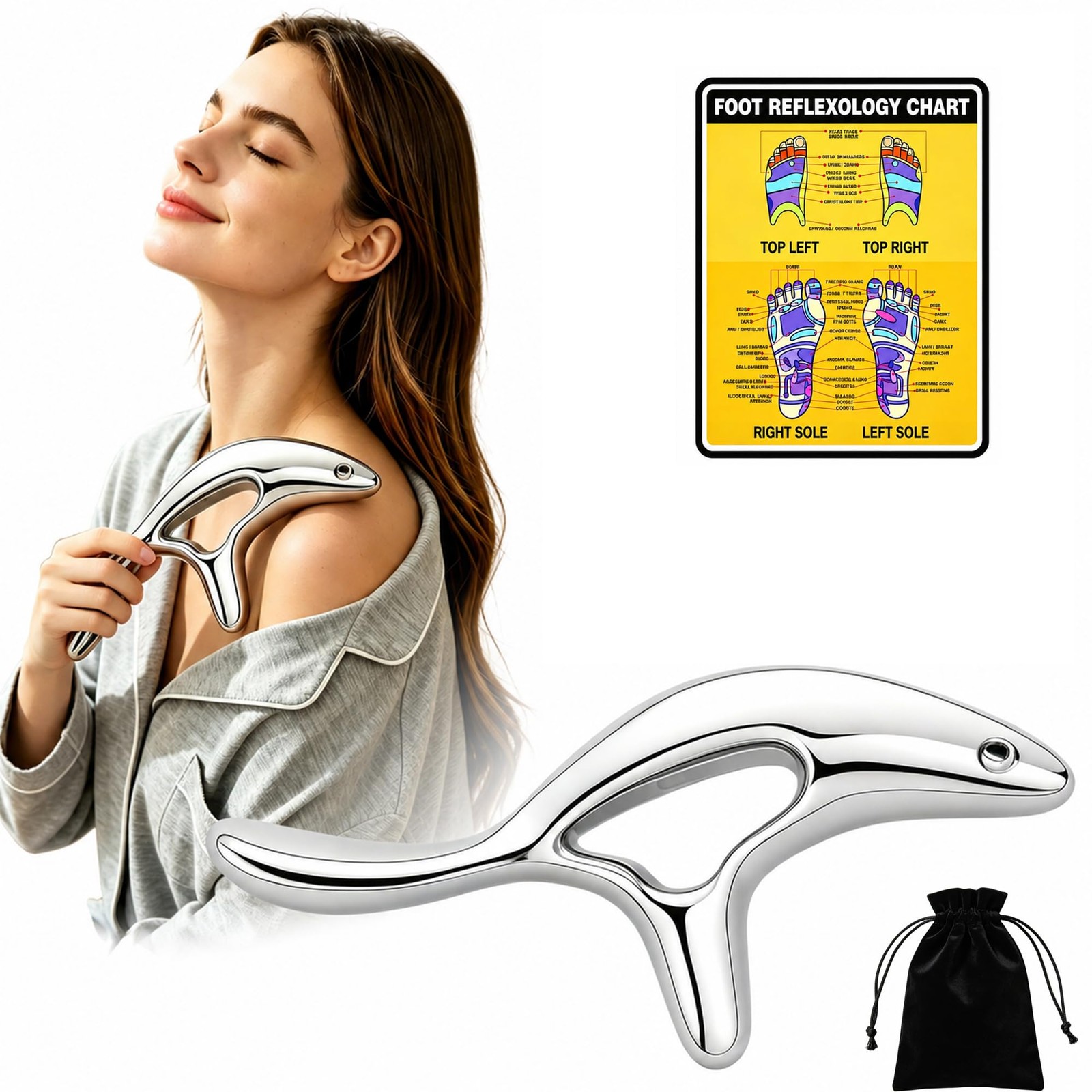 Ergonomic Deep Tissue Massage Tool, Metal Trigger Point Gua Sha Scraper for F…