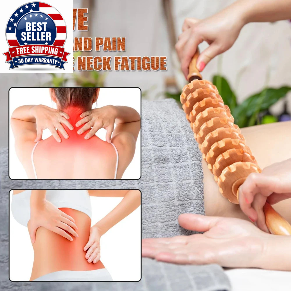 Curved Wood Roller for Stomach Cellulite,Wooden Therapy Massage Tool for Body Sh