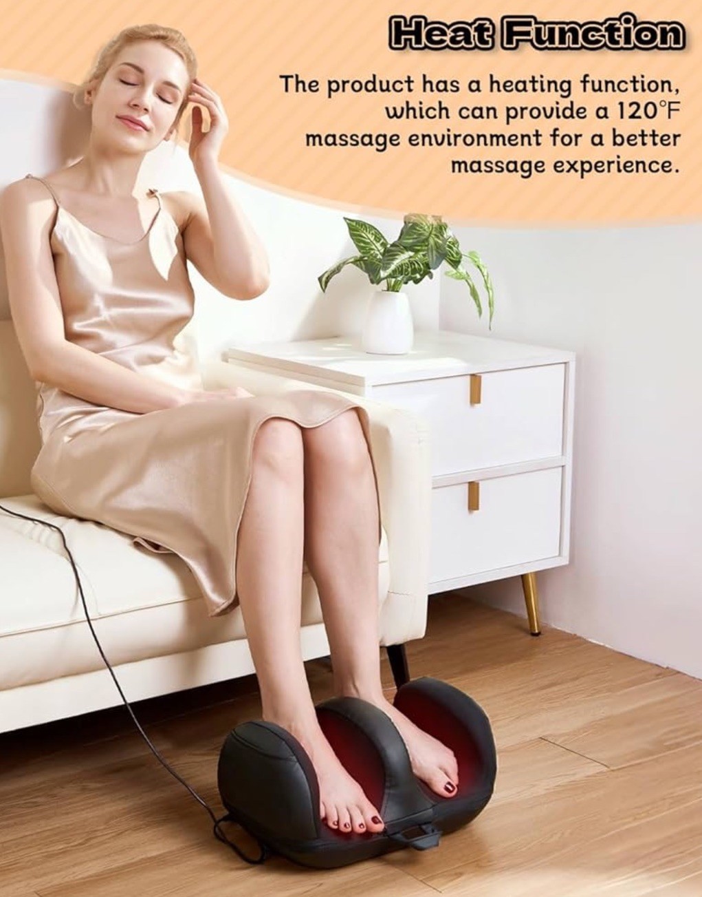 Cordless Shiatsu Foot Massager w/Heat Auto Shut Off Rechargeable Calf Roller NEW
