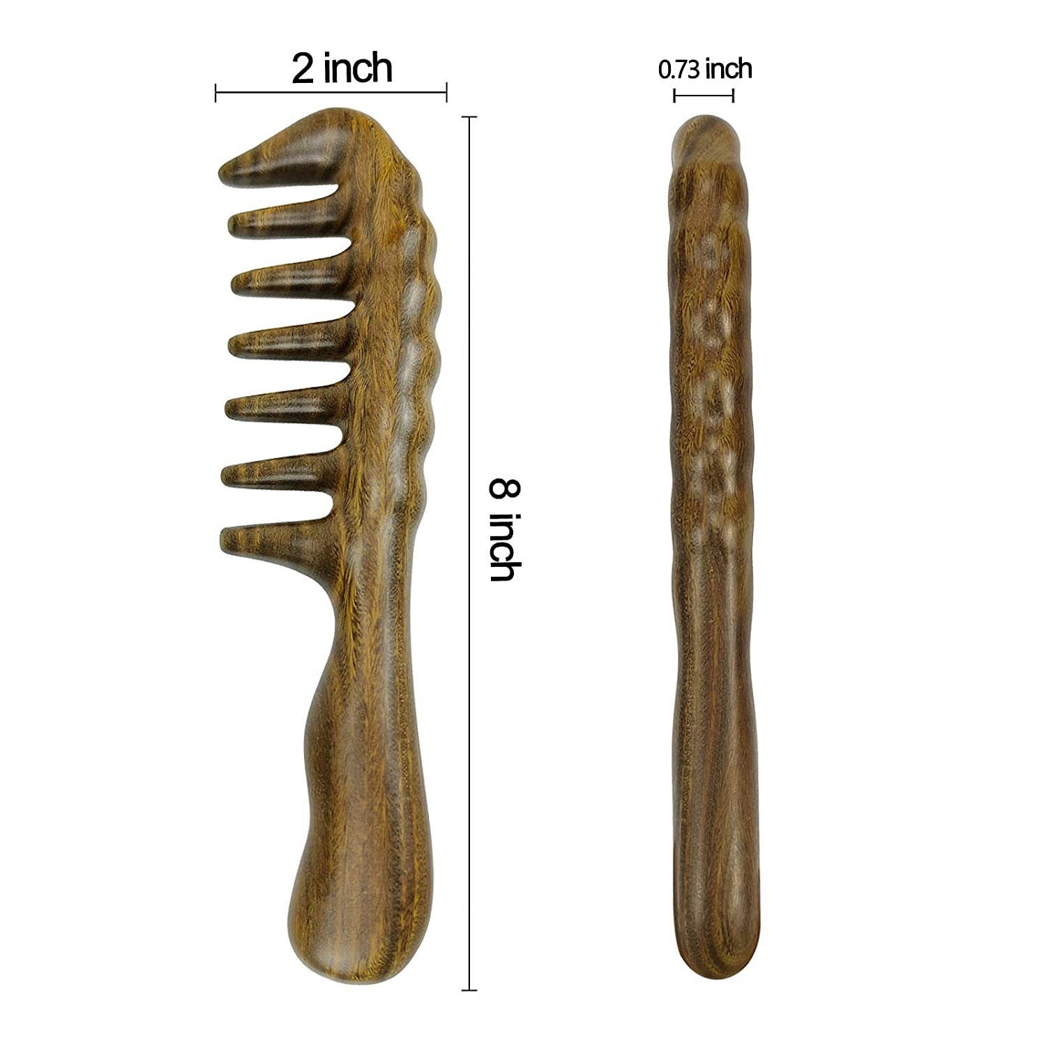 Green Sandalwood Wood Hair Comb Thicken Wide Tooth Comb Head Scalp Massage Comb