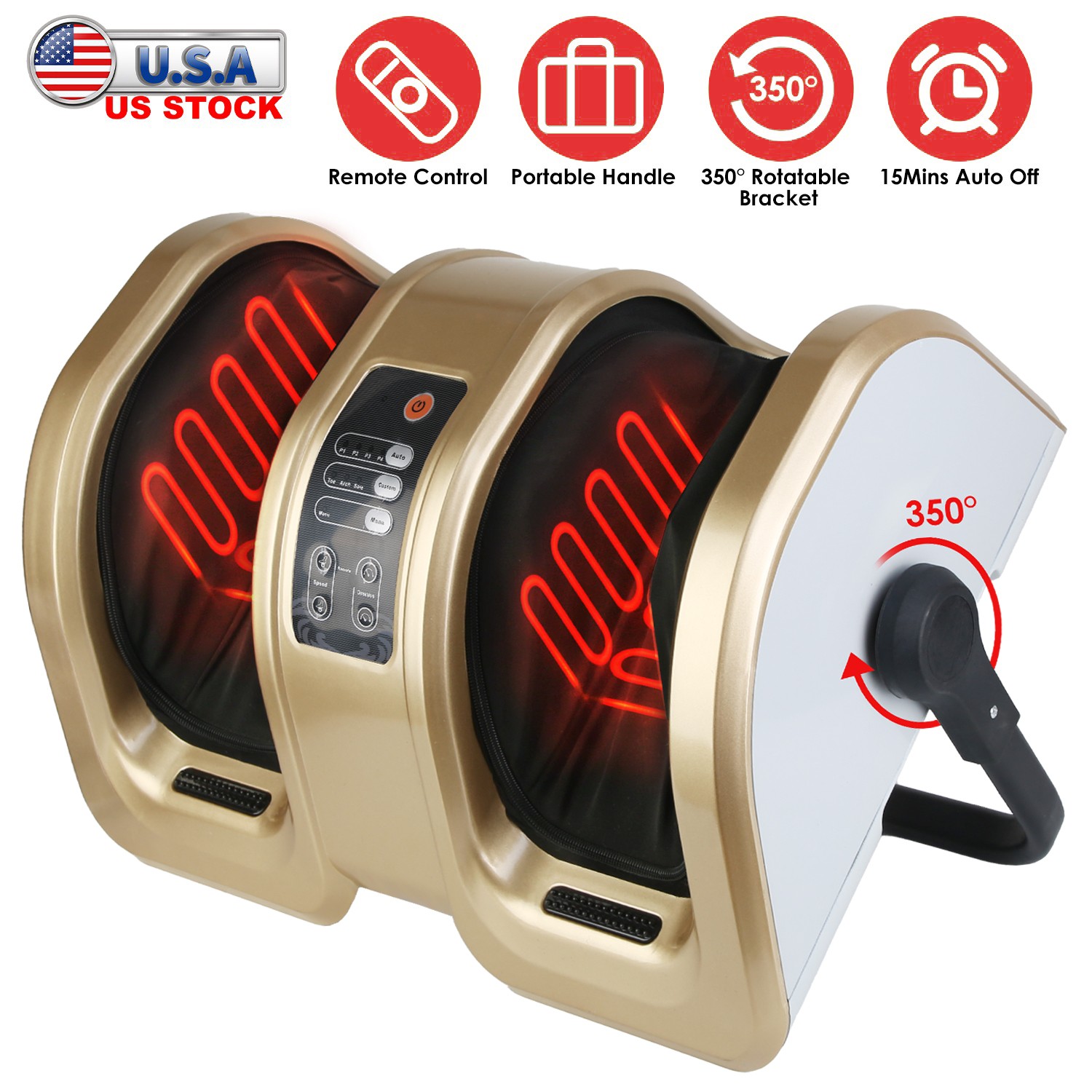 Shiatsu Electric Kneading Foot Massager Machine Adjustable Speeds Remote Control