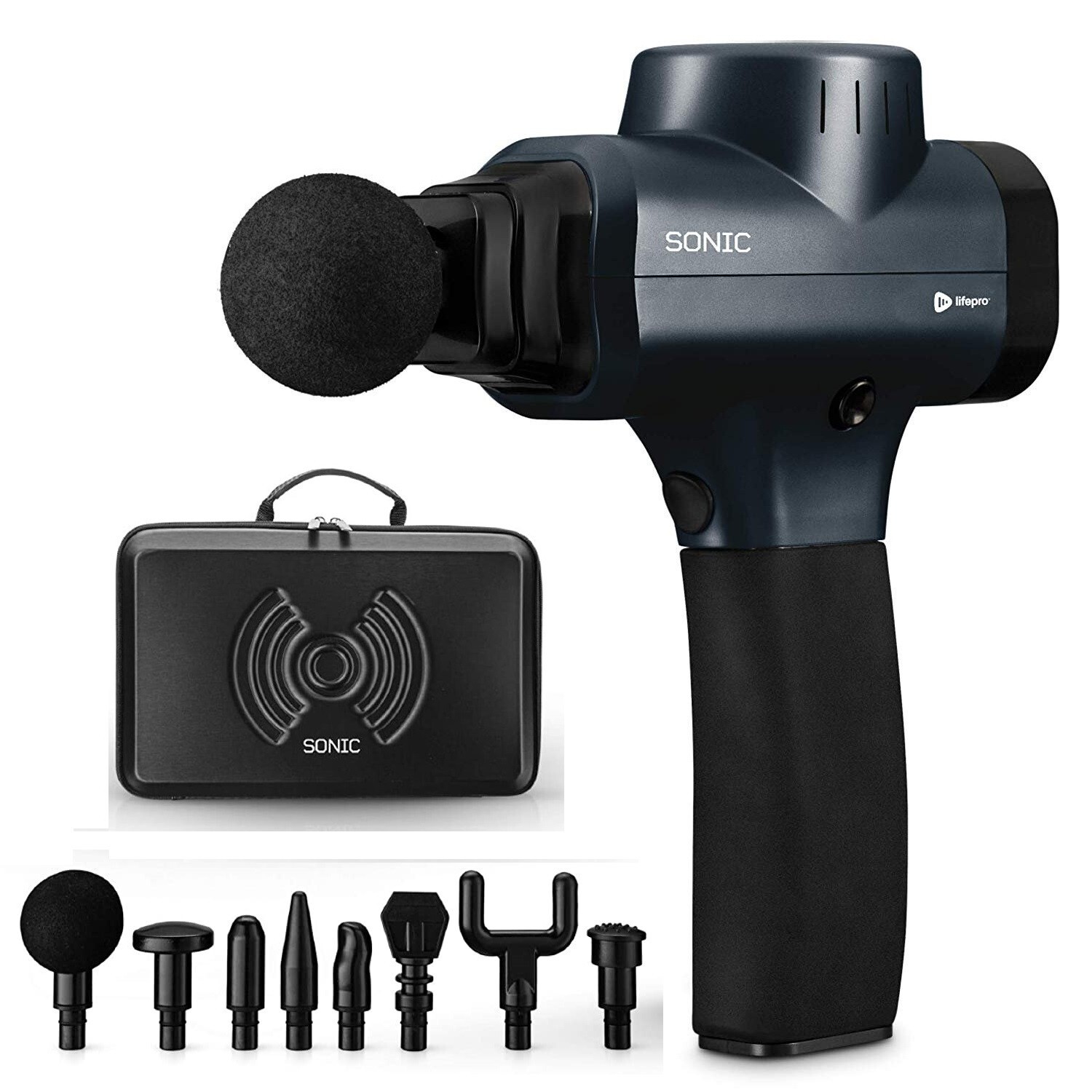 LifePro Soar FX Sonic Handheld Percussion Massage Gun Massager – Black