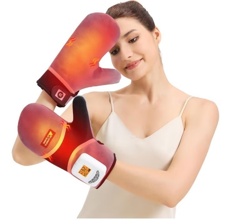 Cordless hands heating massaging pads gloves