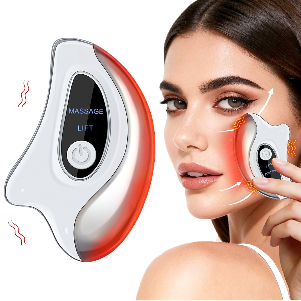 Red Light Electric Gua Sha Device with Heat Vibration Face Neck Lifting Massager