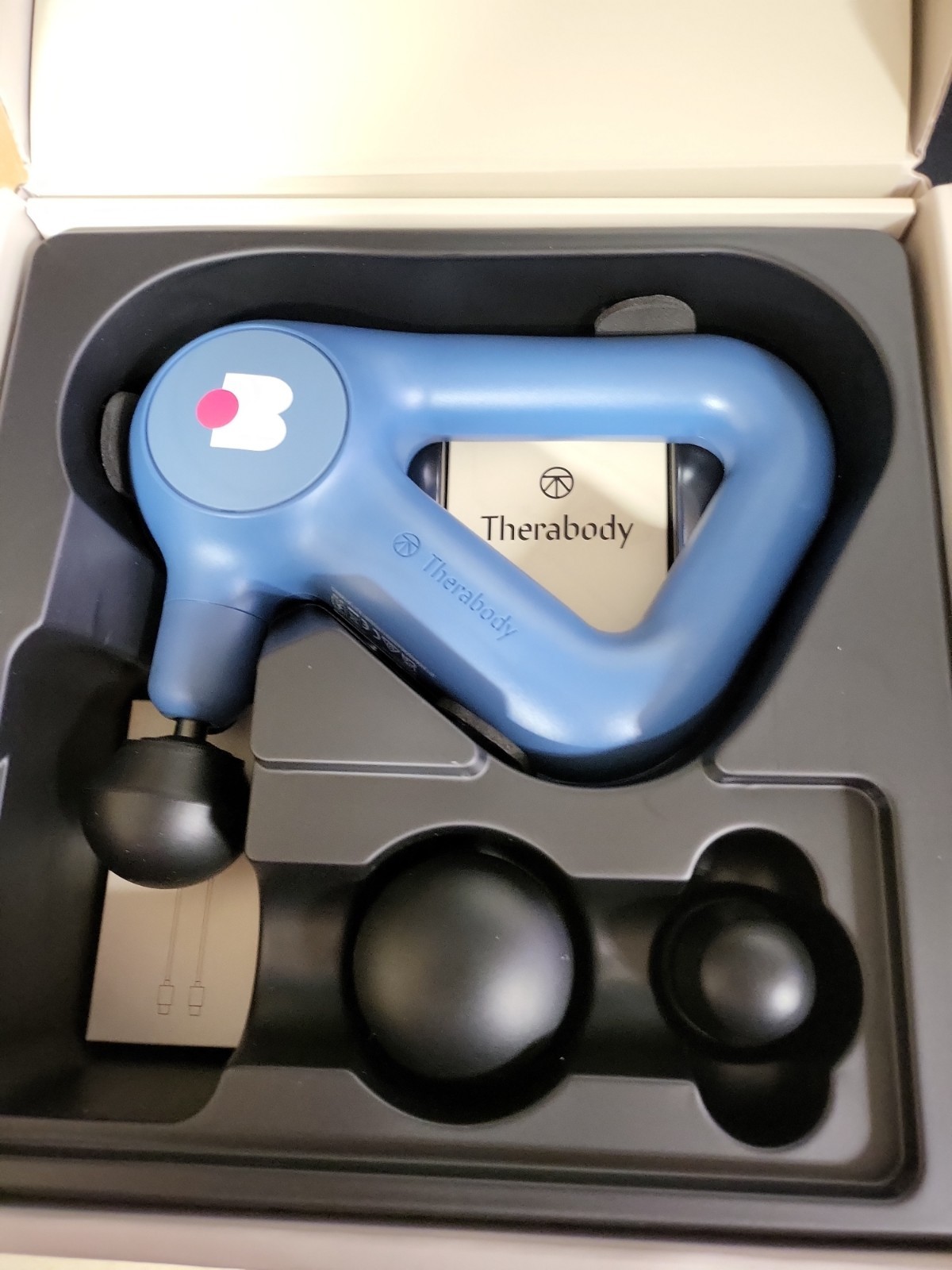 Theragun Relief Handheld Massage Gun Navy Blue (3 Head Attachments)