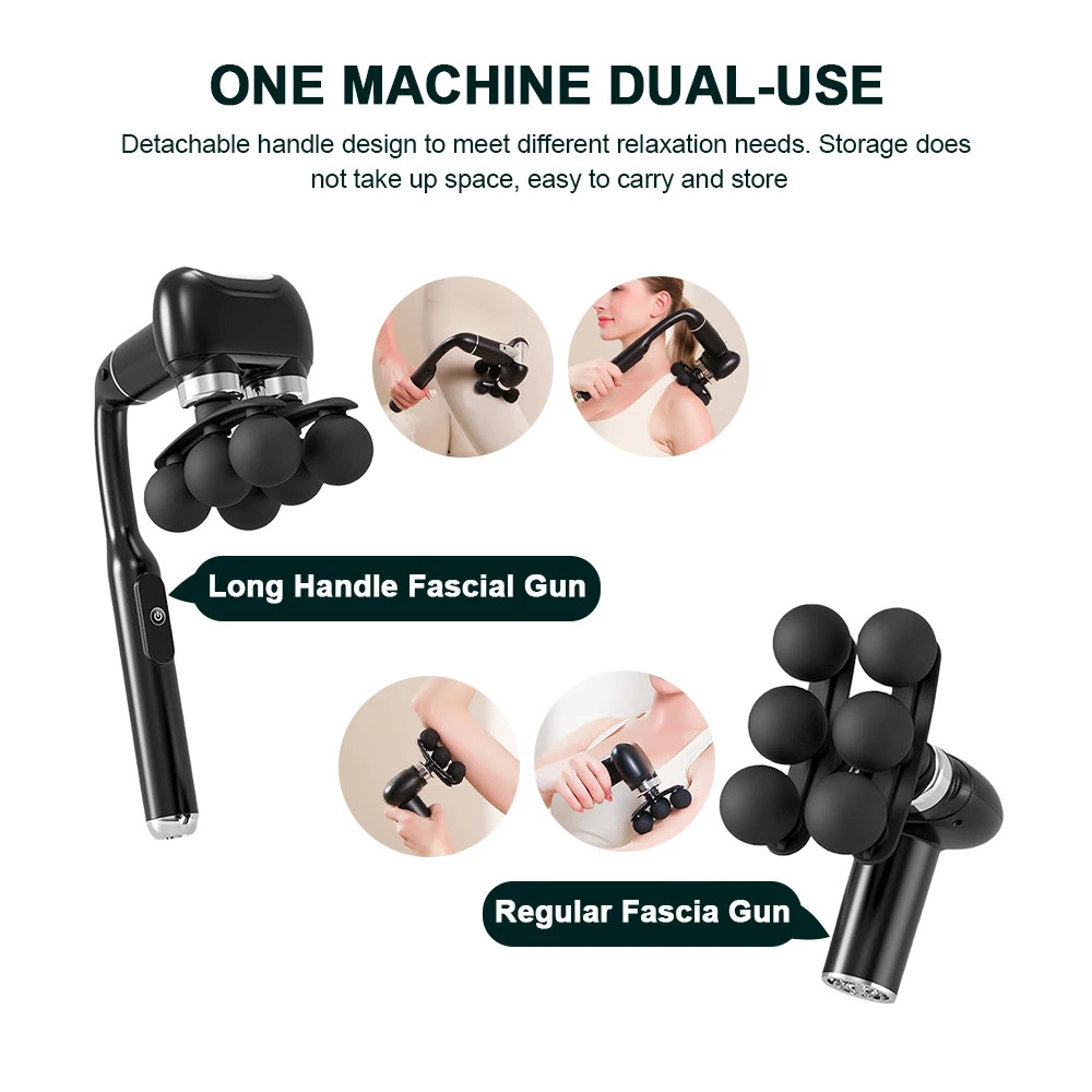 6-Heads Handhel Fascia Gun High Frequency Vibration Body Massage Gun Neck Should