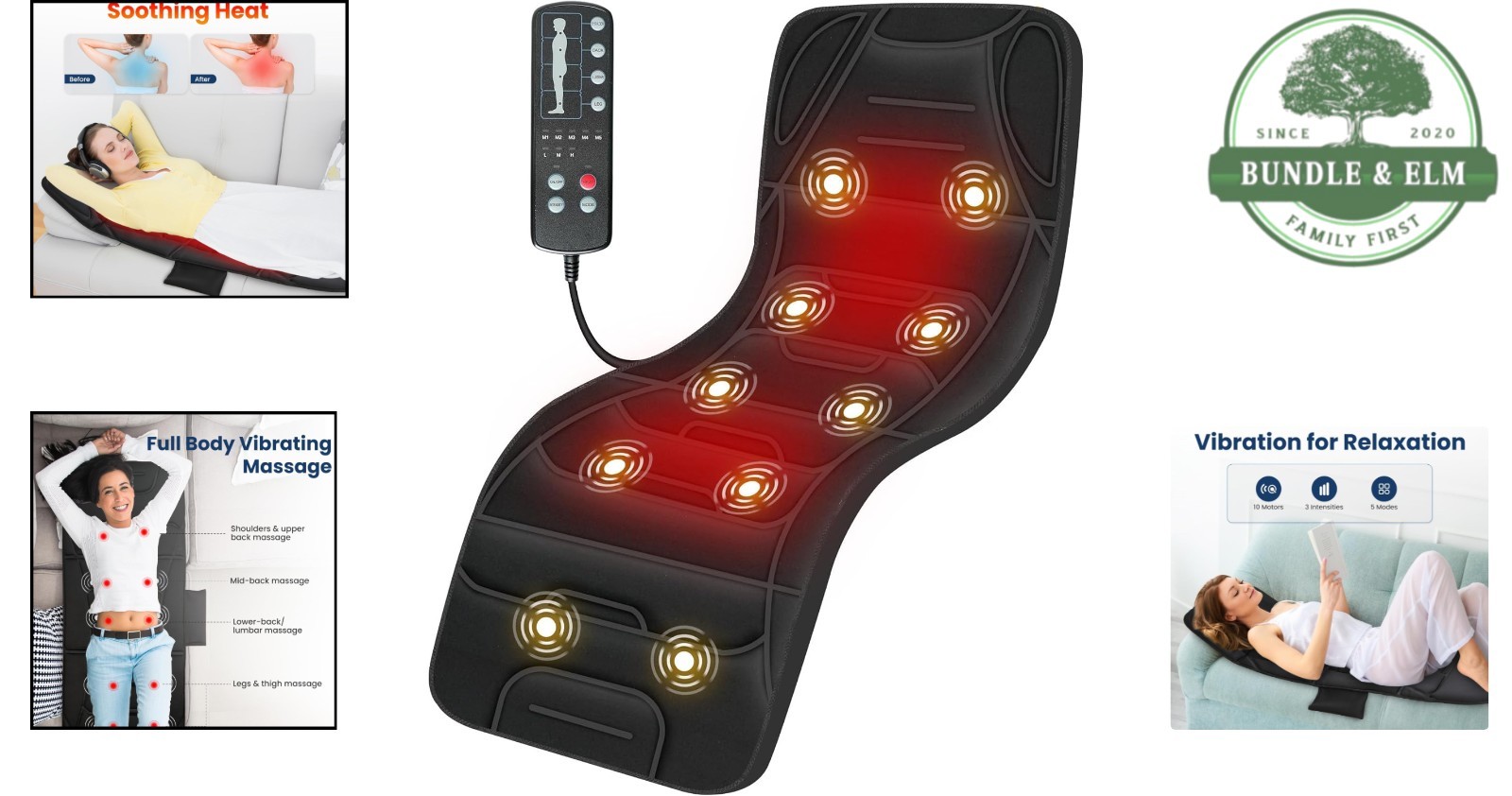Portable Relaxation Pad with Customizable Heat & Vibration – 3 Intensity Levels