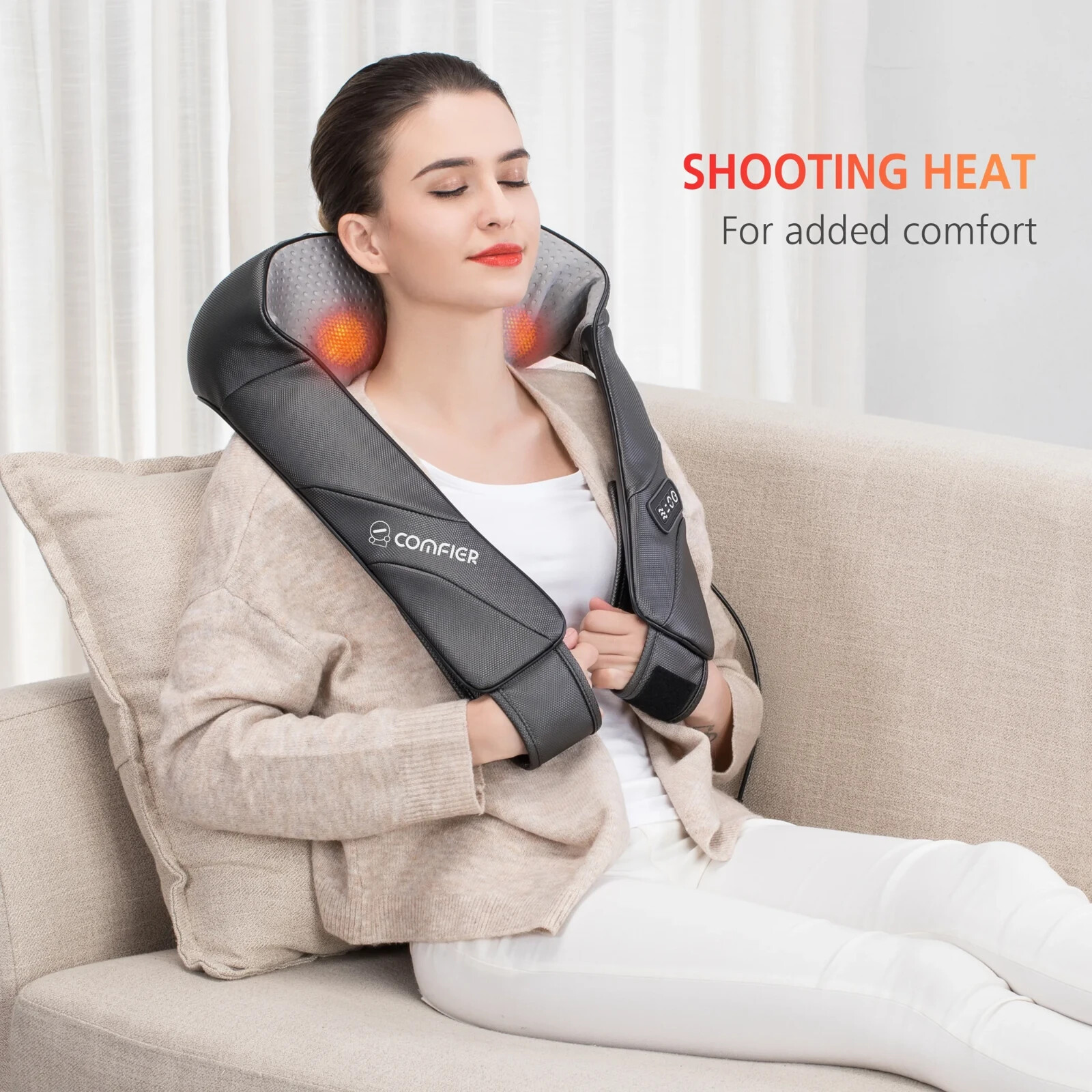 Comfier Hand Grip Shiatsu & Deep-Kneading Massager For Neck And Back With Heat