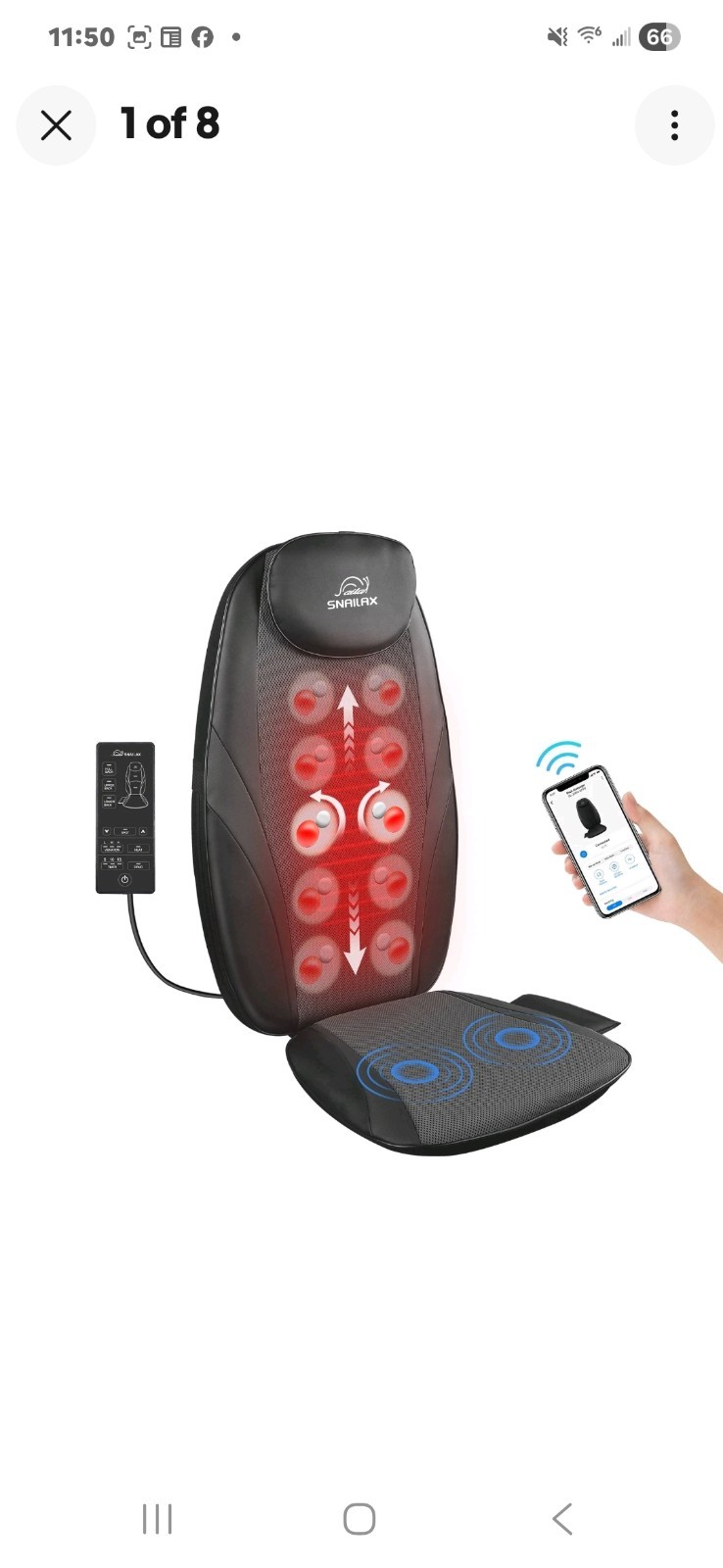 Snailax Massage Seat Cushion Heated Full Back Massager Chair For Home Office Car