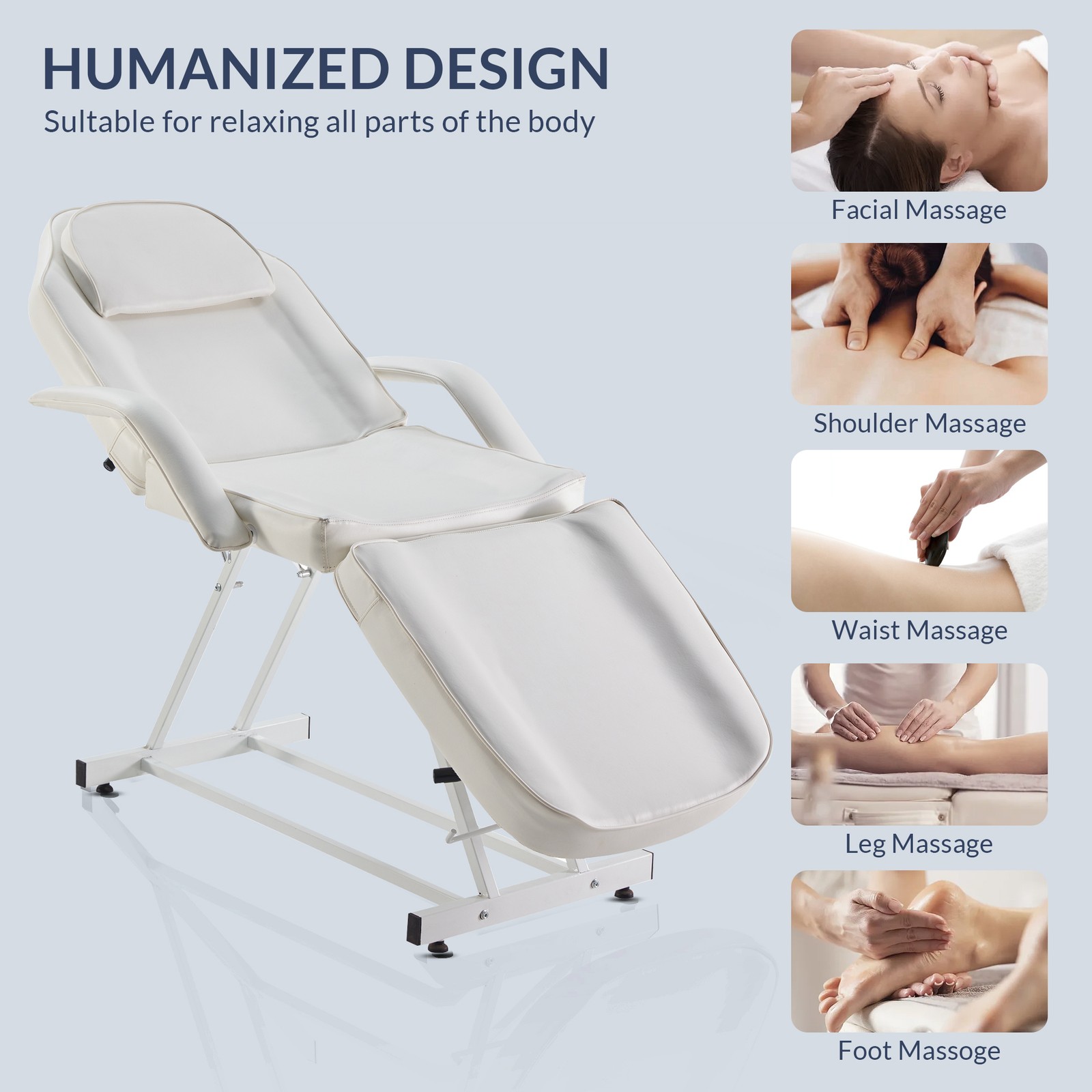 Adjustable Facial Bed Table Massage Chair Beauty Spa Tattoo Beauty Salon, Cream