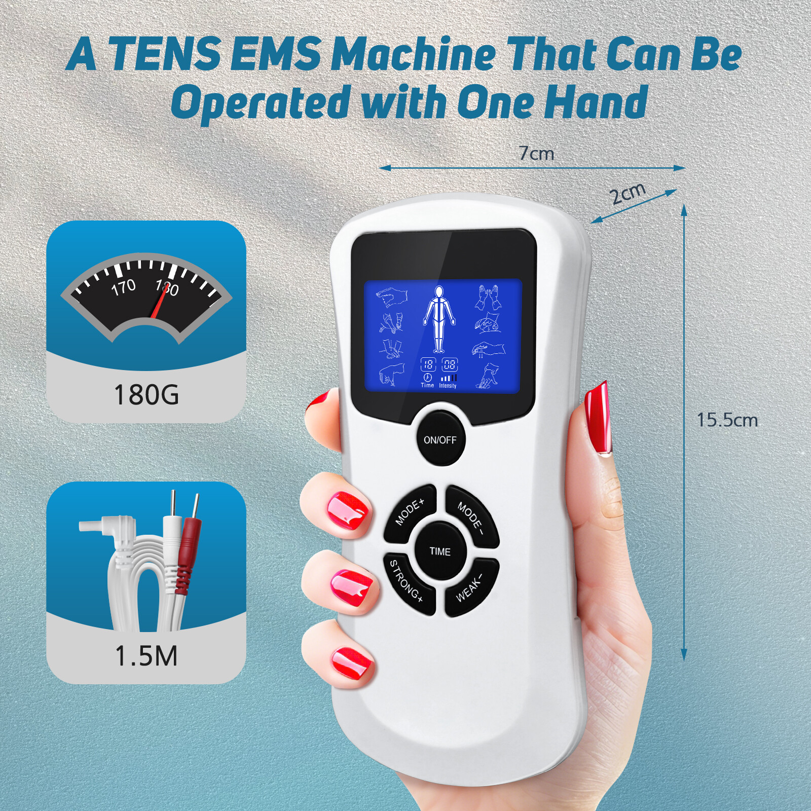 TENS Unit Electric Stimulation 8 Modes Pulse Muscle Massager Therapy Pain Relief