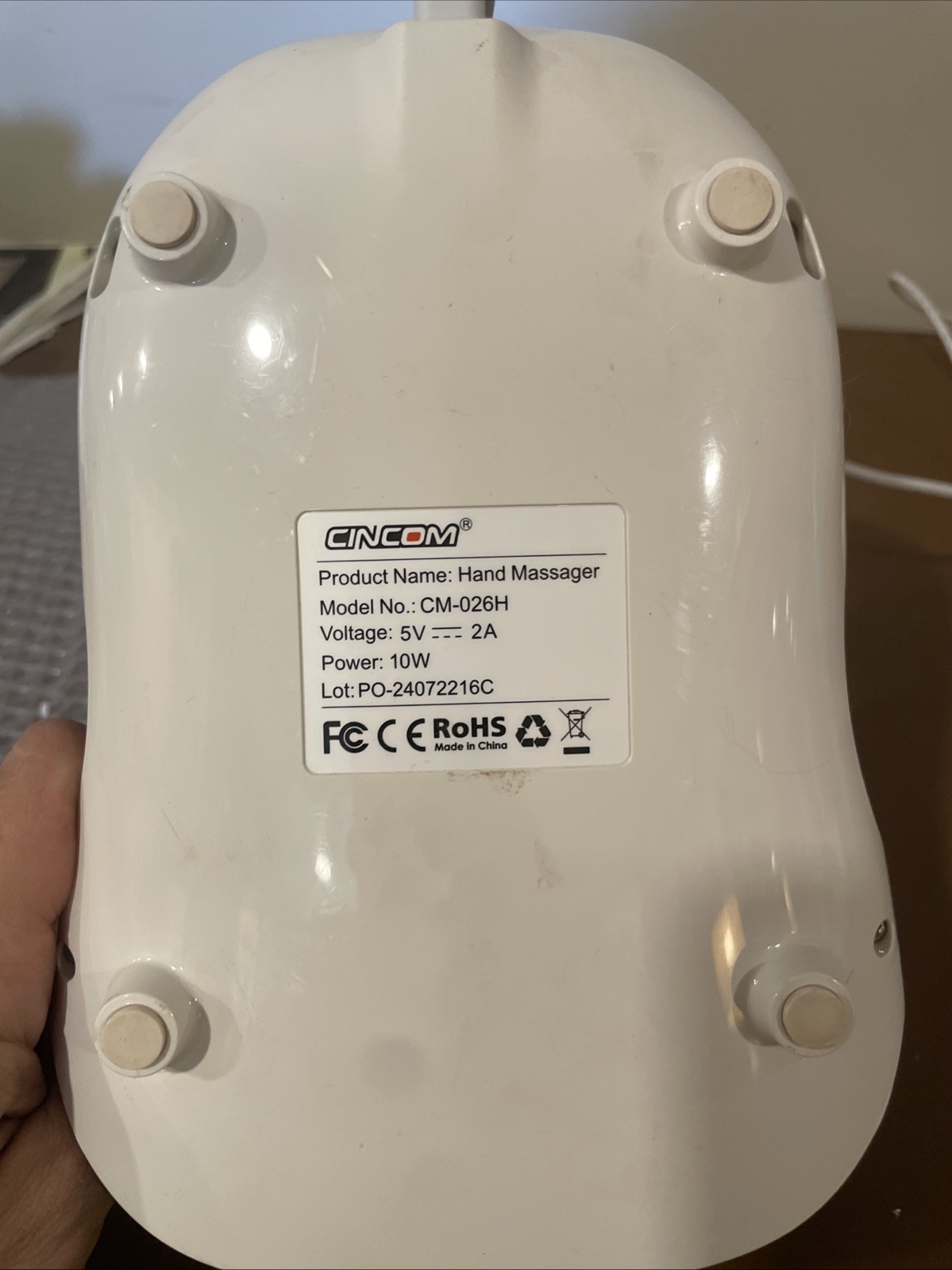 Cincom CM-026H White Handheld Rechargeable Cordless Hand Massager w/Heat-#8