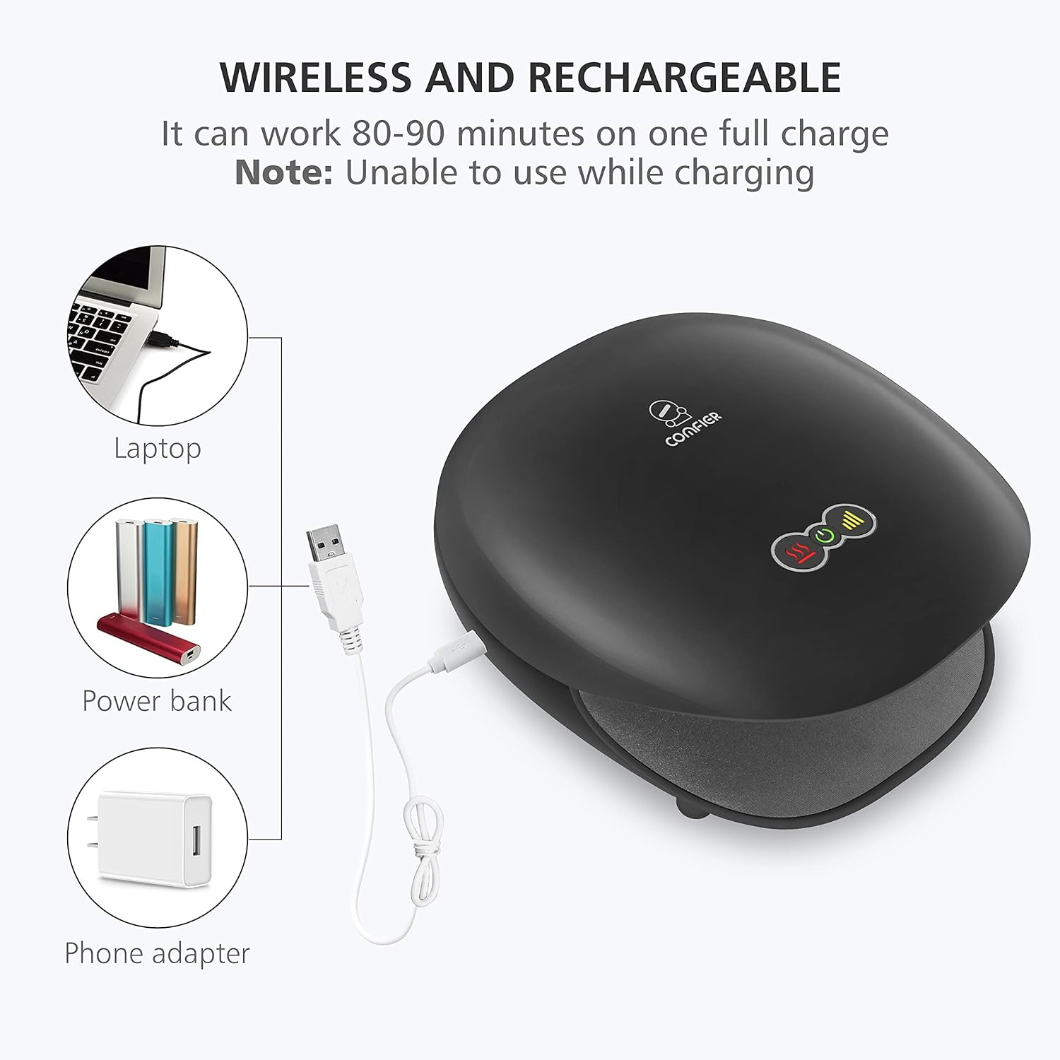 Wireless Hand Massager with Heat -3 Levels Compression & Heating,Rechargeable Ha
