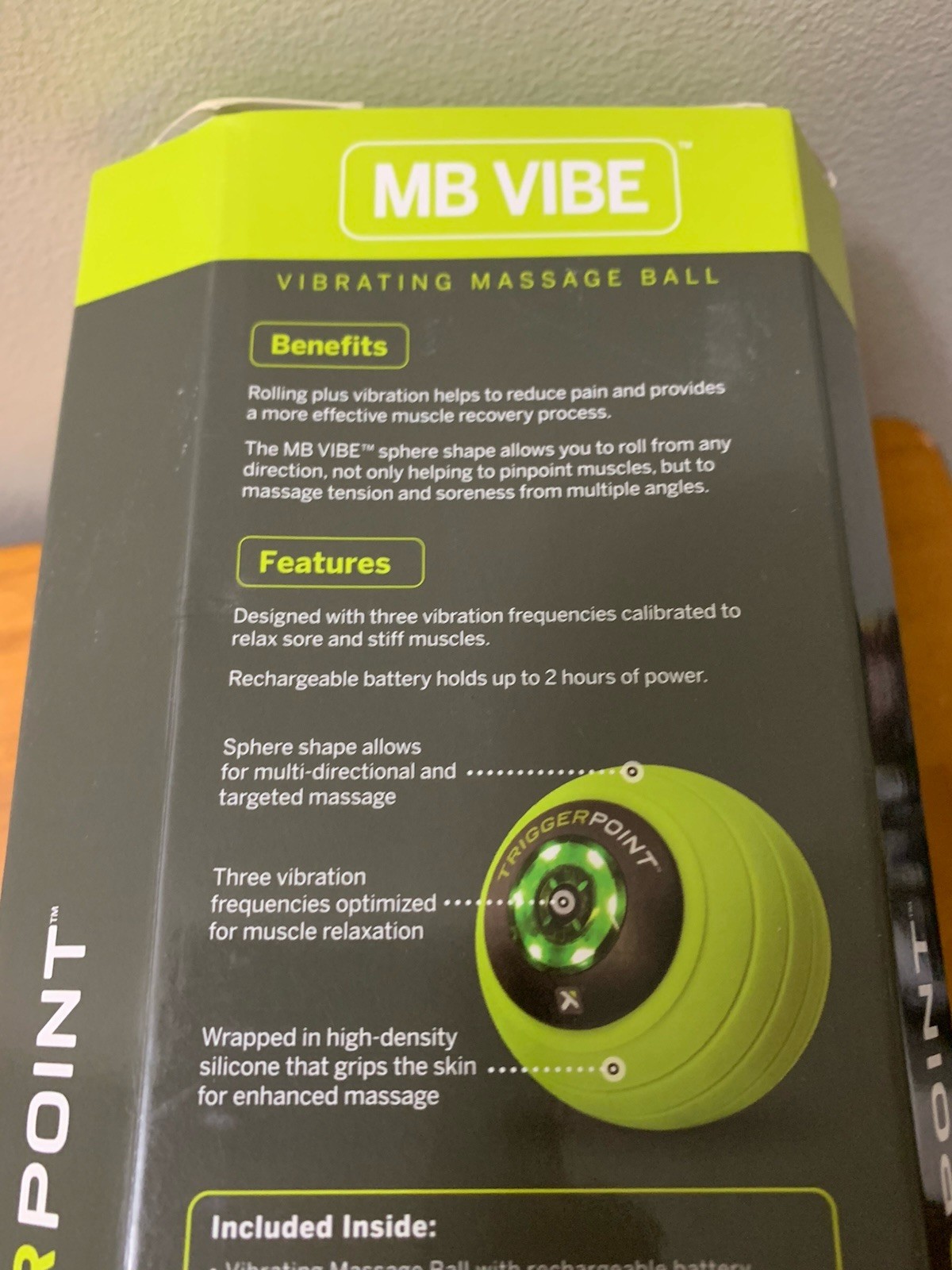Triggerpoint MB Vibe Green Vibrating Massage Ball Rechargeable NEW