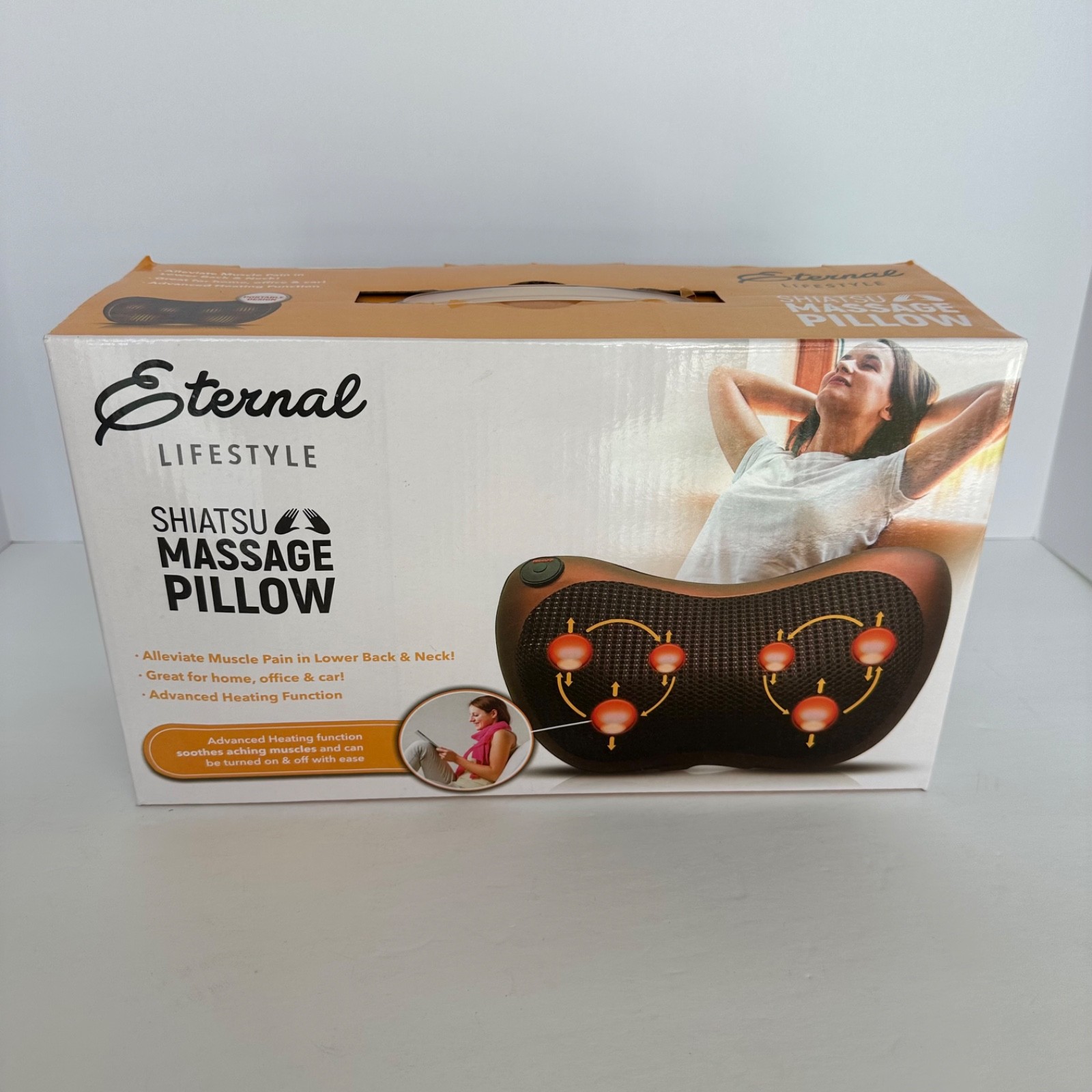 Eternal Lifestyle Shiatsu Massage Pillow Heated Neck Back Massager With AC & Car