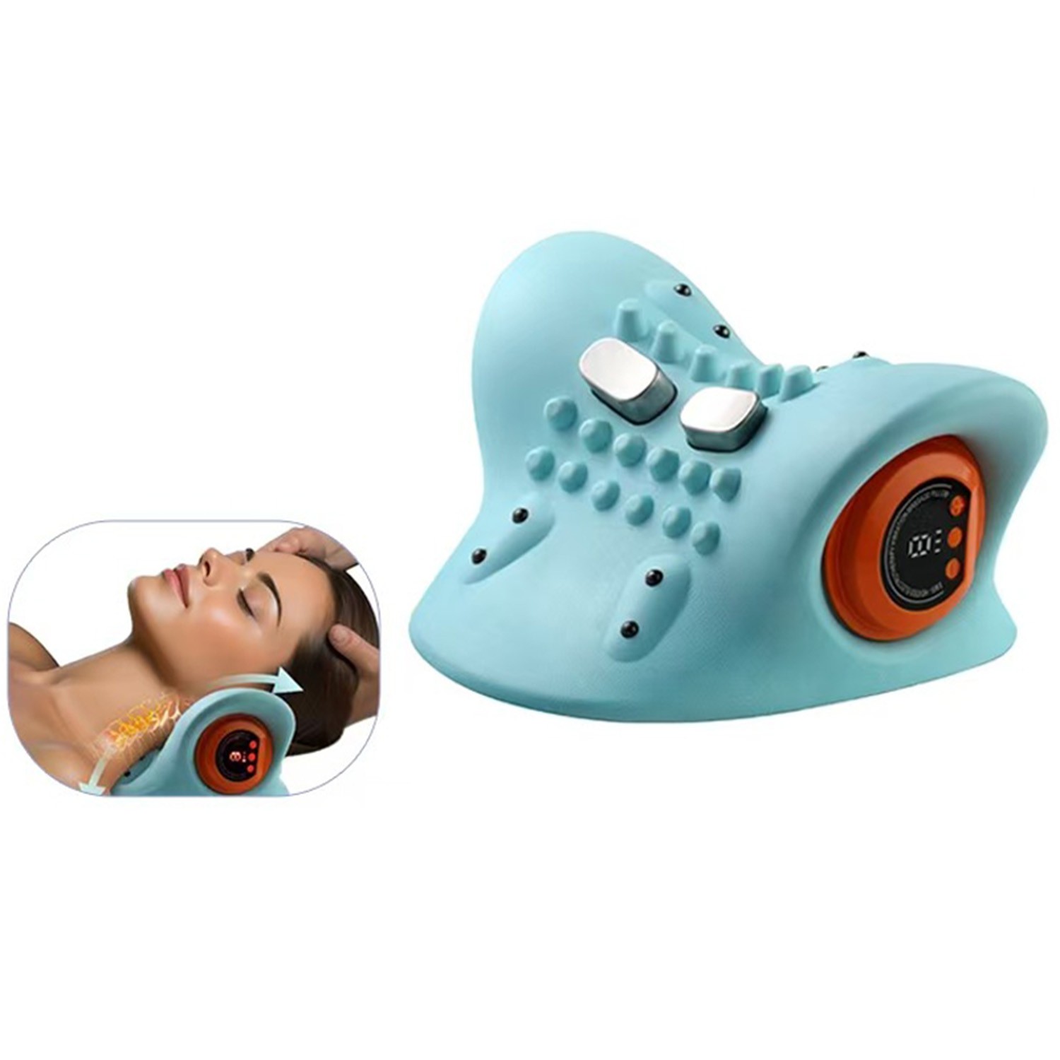 EMS Neck Massager Pillow with Pulse Heat & 6‑Speed Magnetic Relief