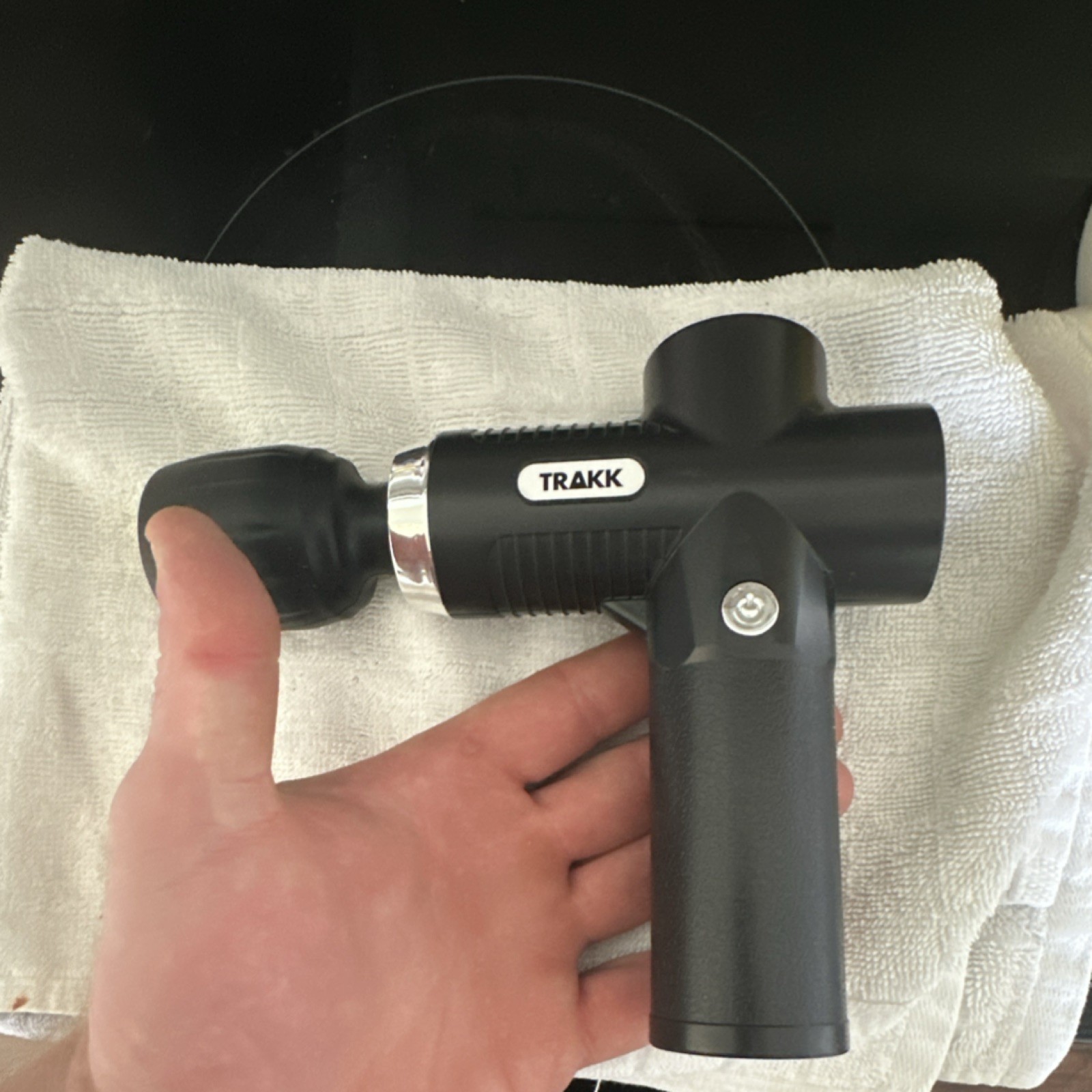 TRAKK Handheld Massage Gun Full Body Percussion/Vibrating Battery 2Hr Black