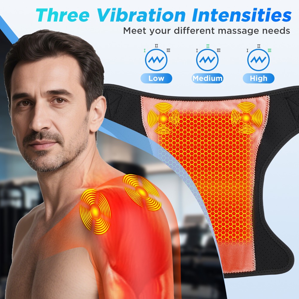 Electric Heated Vibration Shoulder Massager Brace Heat Therapy Joint Pain Relief