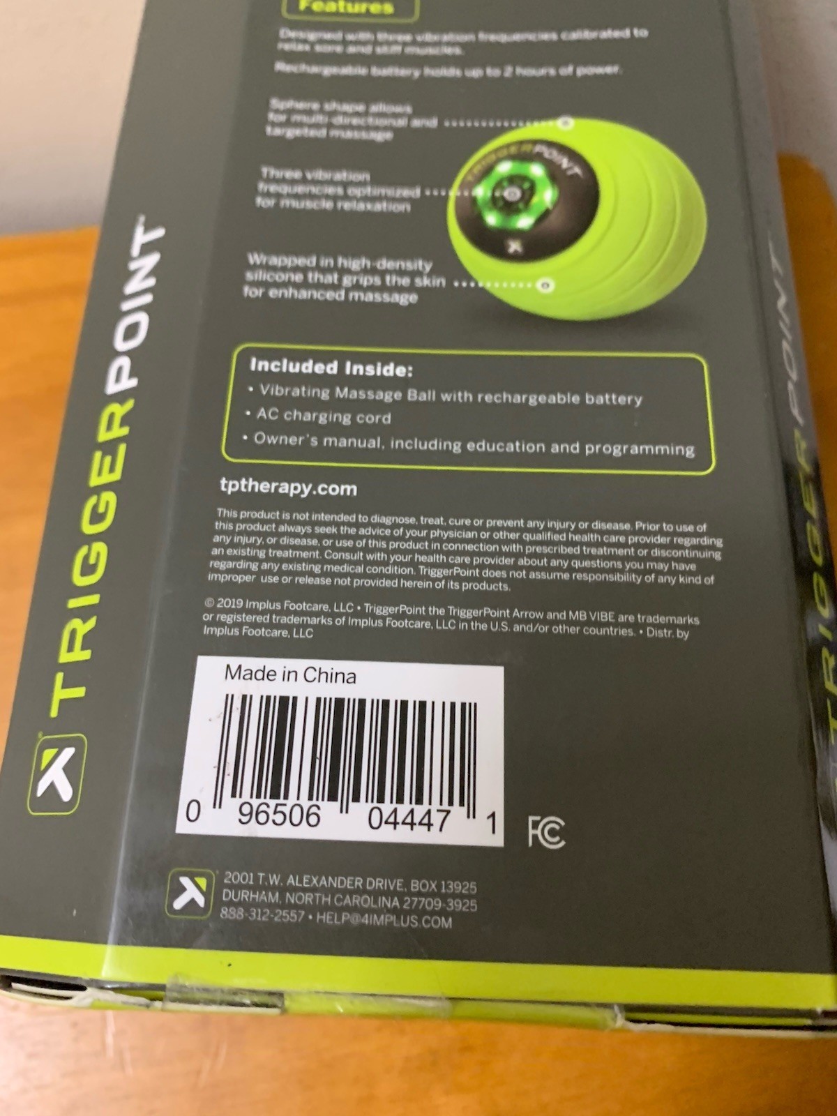 Triggerpoint MB Vibe Green Vibrating Massage Ball Rechargeable NEW