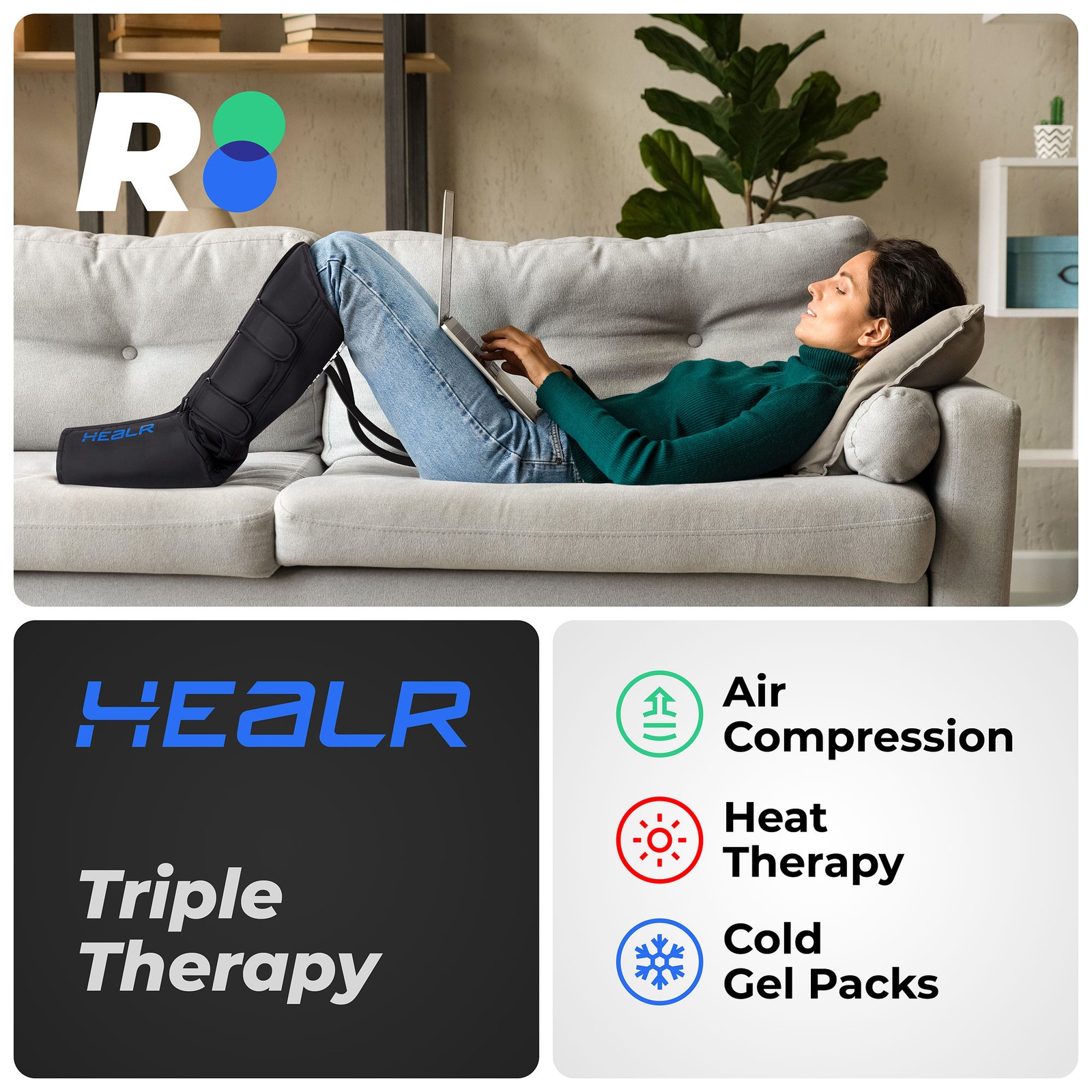 REATHLETE HEALR Adjustable Hot/Cold Therapy Massager for Leg, Calf, and Foot