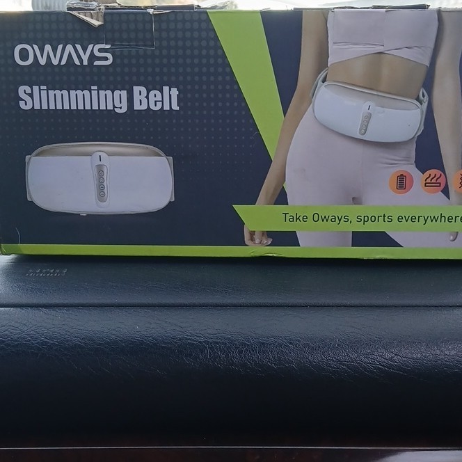 OWAYS Massage Belt White Heated Vibrating Slimming for Waist Abdomen
