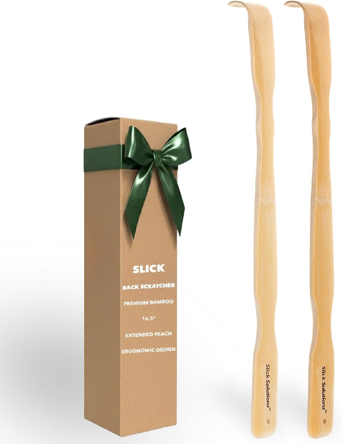 Slick- Bamboo Back Scratcher 16.5” 2 Pack Wooden Back Scratcher Long Handle