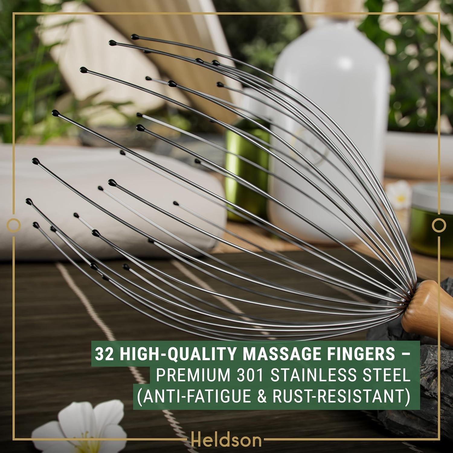 HELDSON Premium Wire Head Massager Scalp Massager Tool – 32 Fingers Octopus Scr